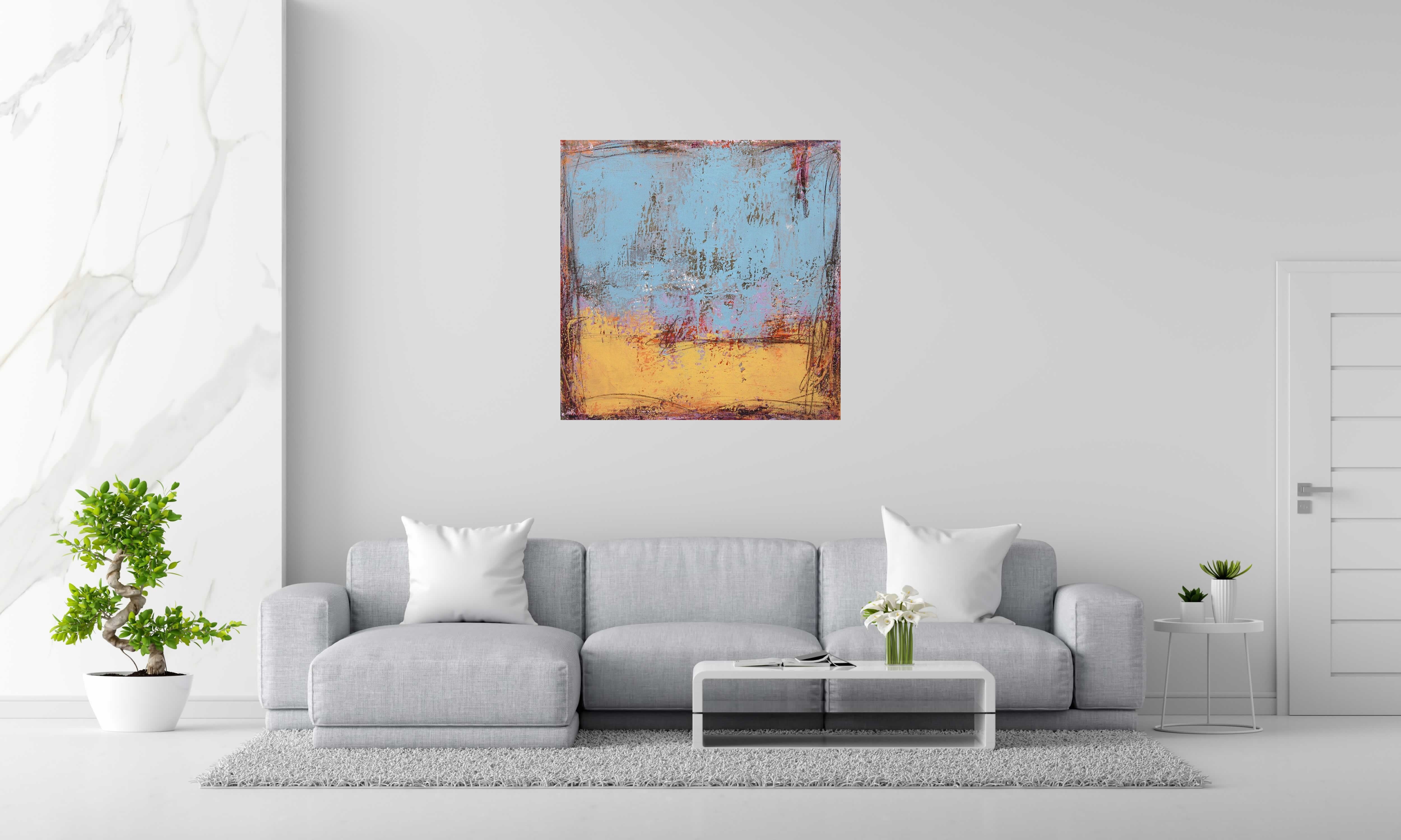 Peinture JUNE de TANIA CARRARA dans un intérieur – 100 × 100 cm