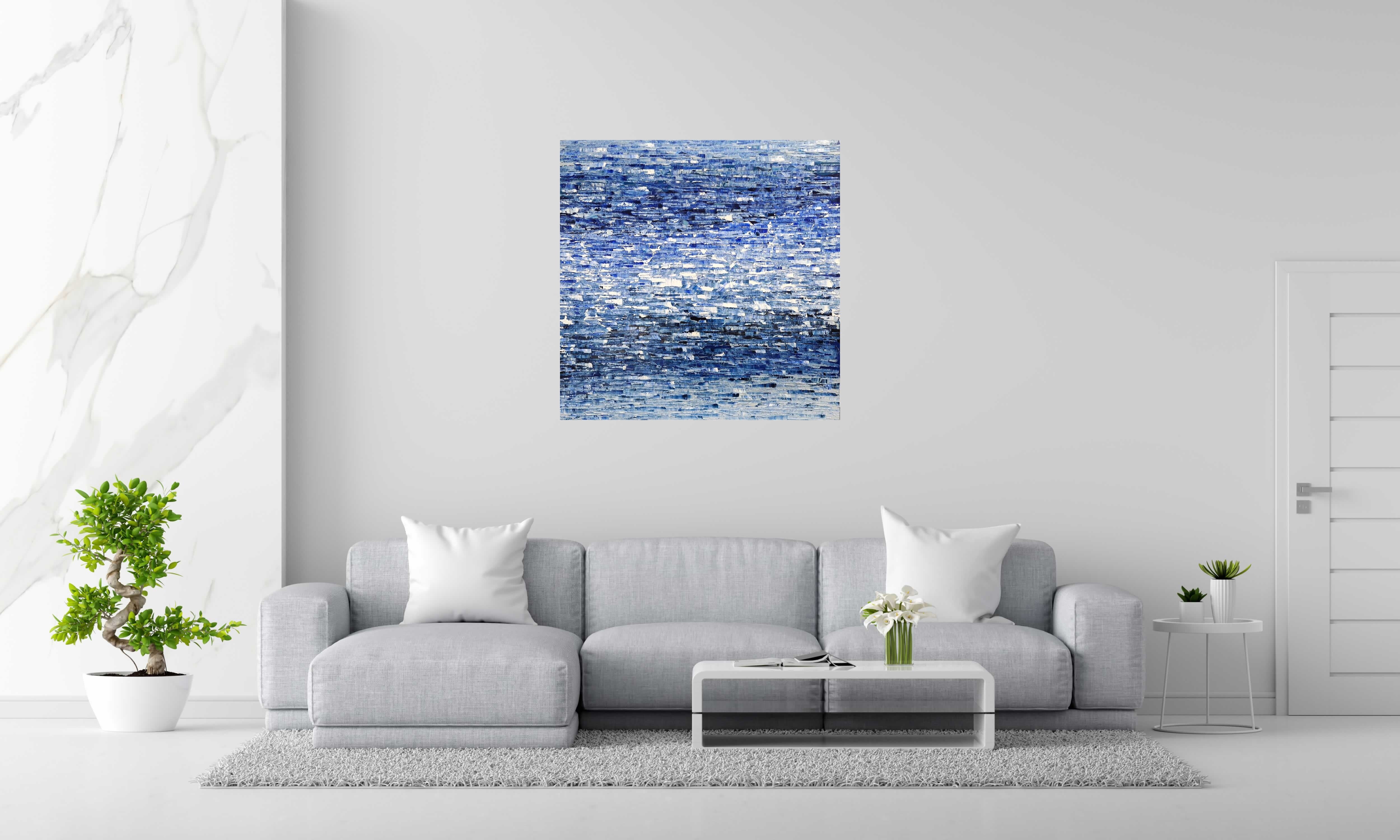 Peinture Peinture 02-2025-17 de ALAIN BECANNE dans un intérieur – 100 × 100 cm