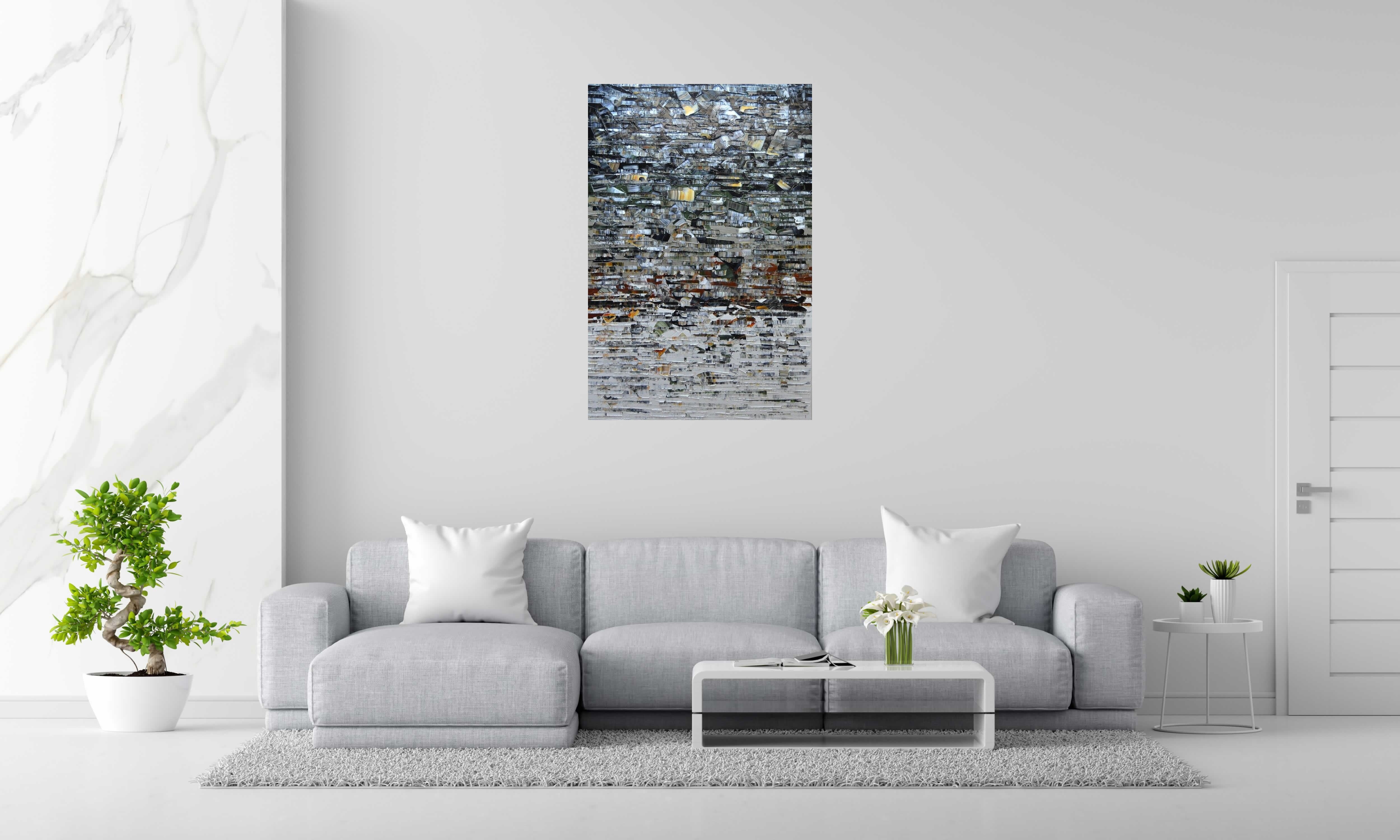 Peinture Peinture abstraite 11-2024-42 de ALAIN BECANNE dans un intérieur – 80 × 120 cm