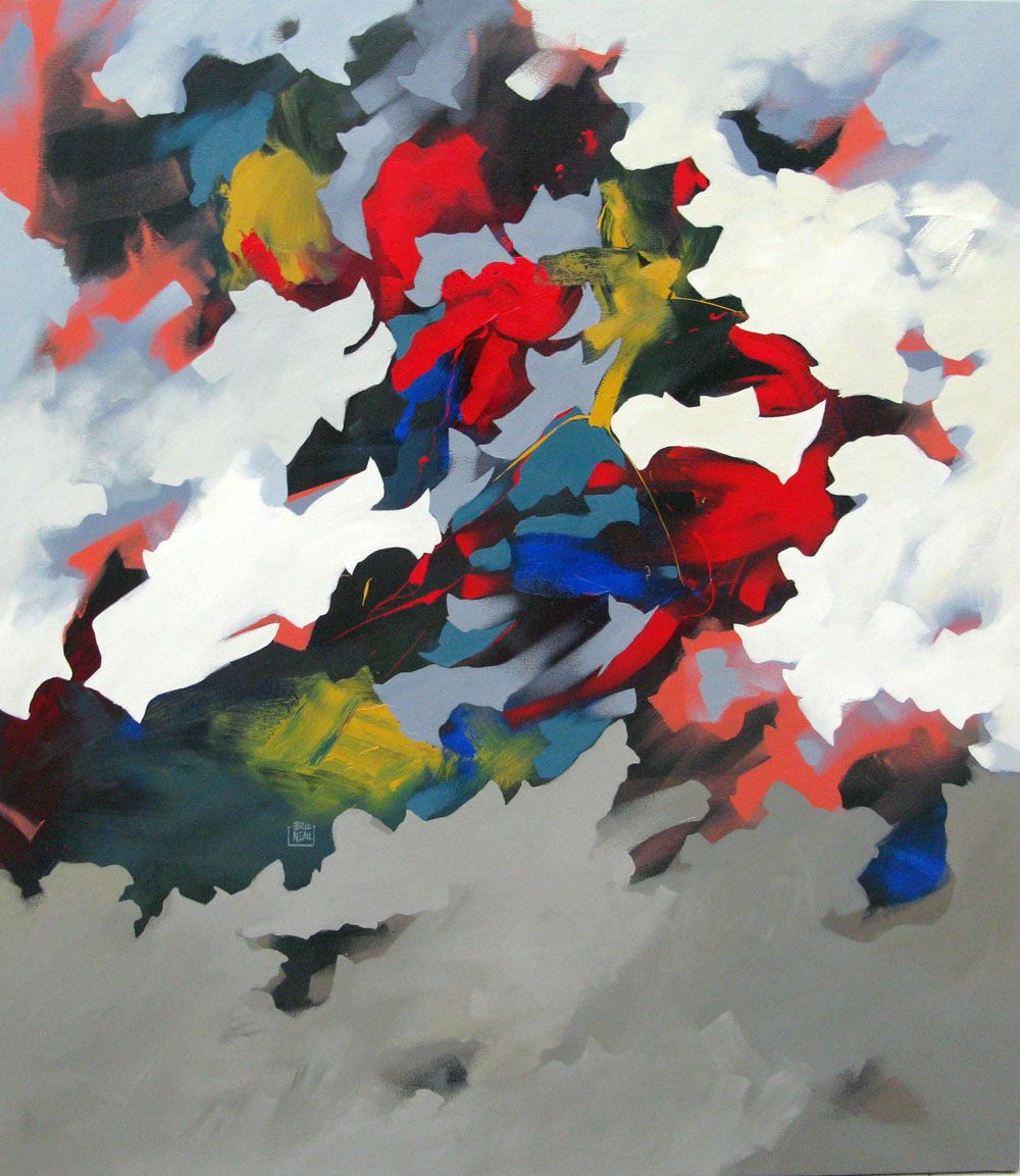 Peinture abstraite grand format L'APPEL DE CIMES – BRUNEAU – 100 × 81 cm