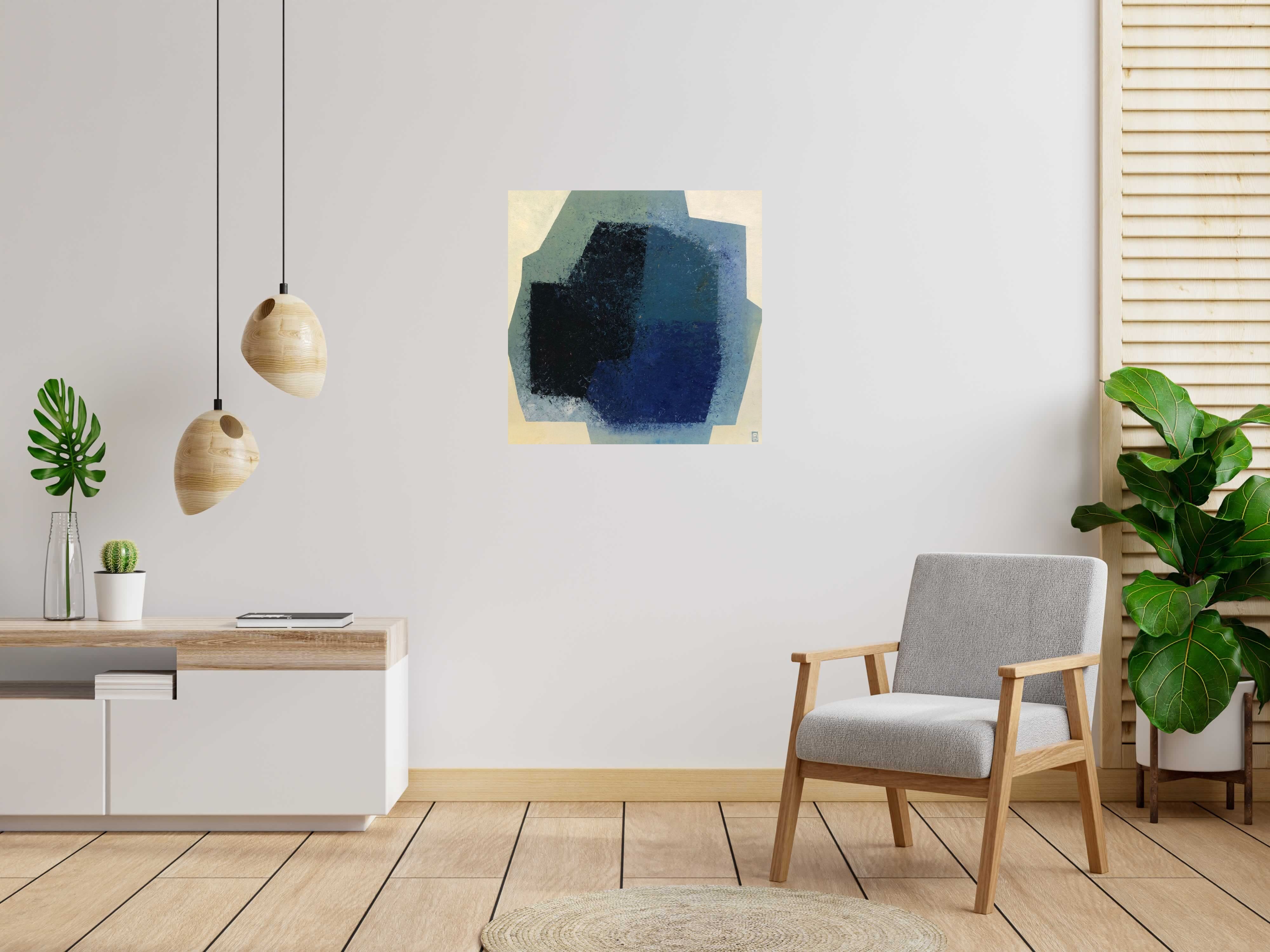 Peinture Medusa de N MAFFRE dans un intérieur – 80 × 80 cm