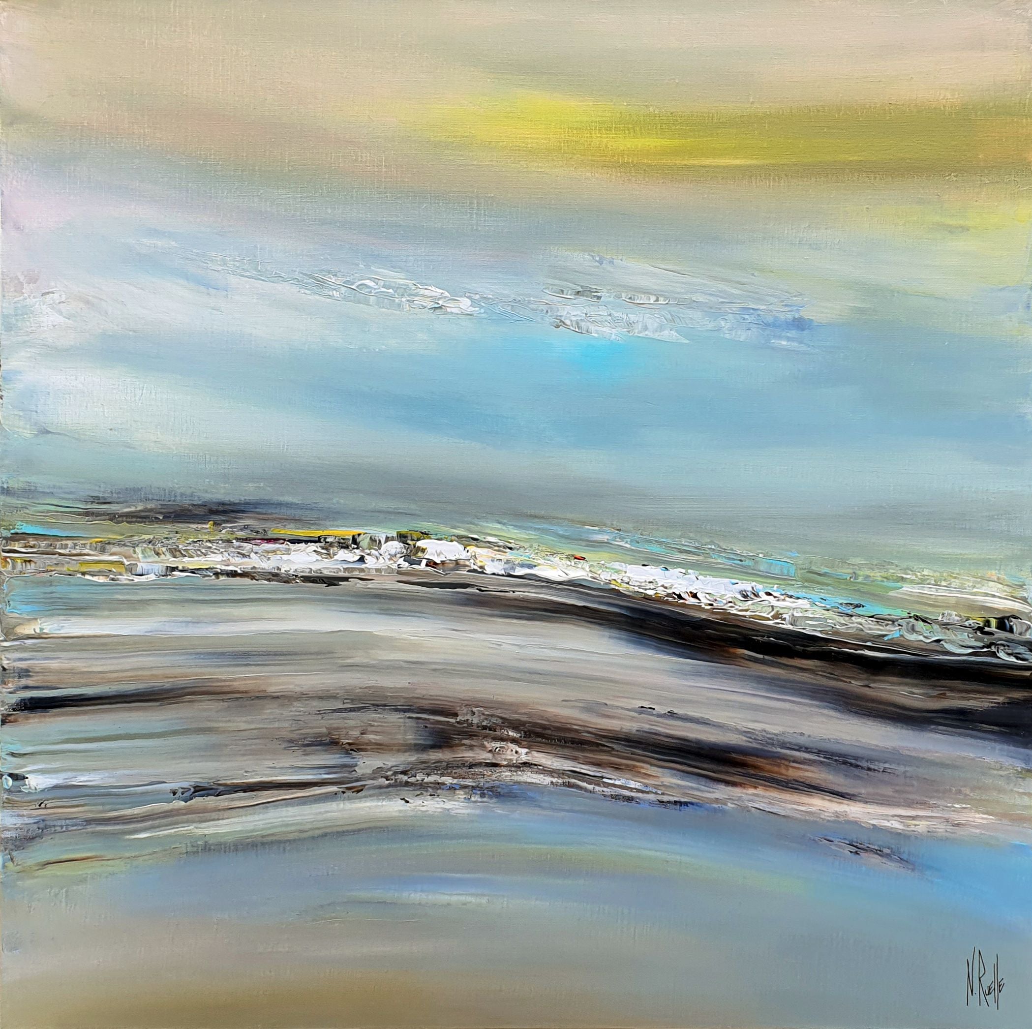 Peinture abstraite grand format SEASON – RUELLE NICOLAS – 80 × 80 cm