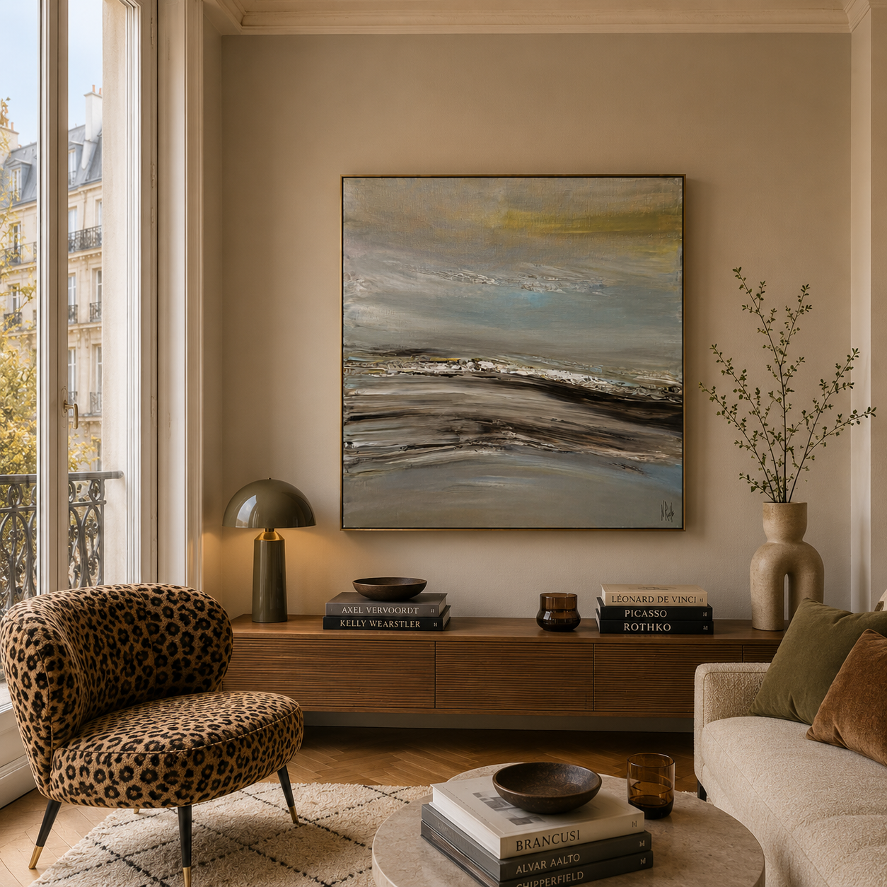 Peinture SEASON de RUELLE NICOLAS dans un intérieur – 80 × 80 cm