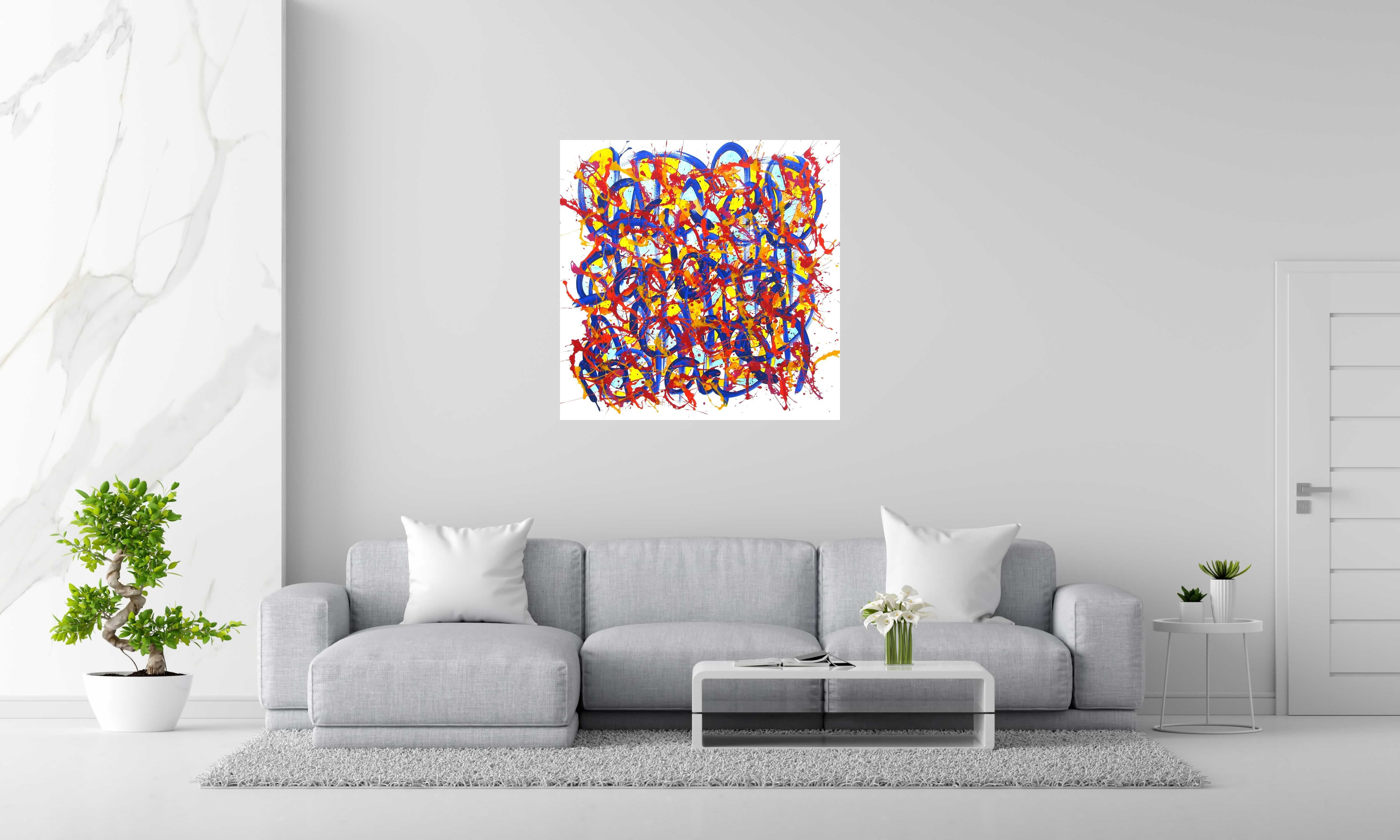 Peinture NO NAME E4 de STEPHANE RIME dans un intérieur – 100 × 100 cm