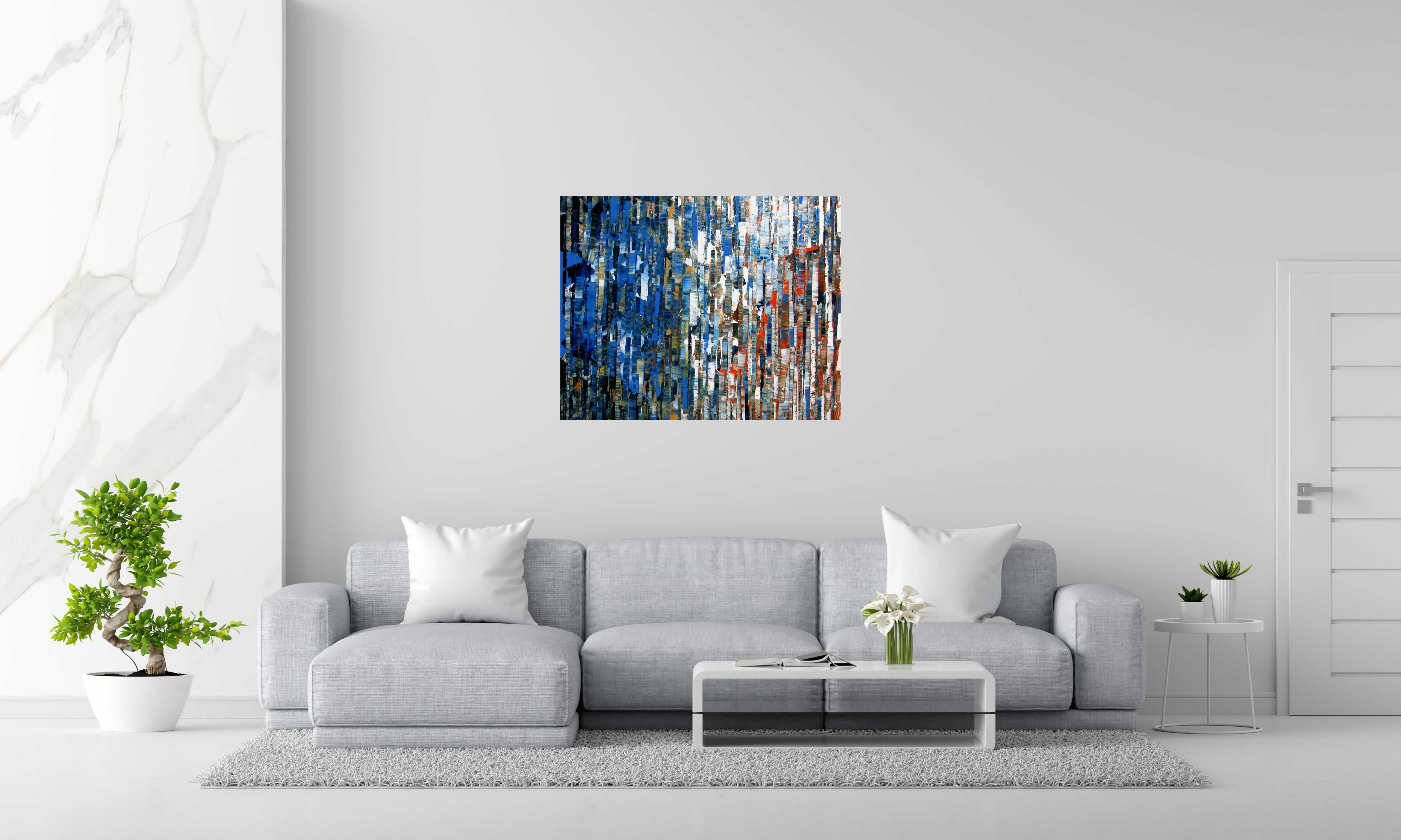 Peinture Peinture abstraite 08-2025-47 de ALAIN BECANNE dans un intérieur – 100 × 80 cm