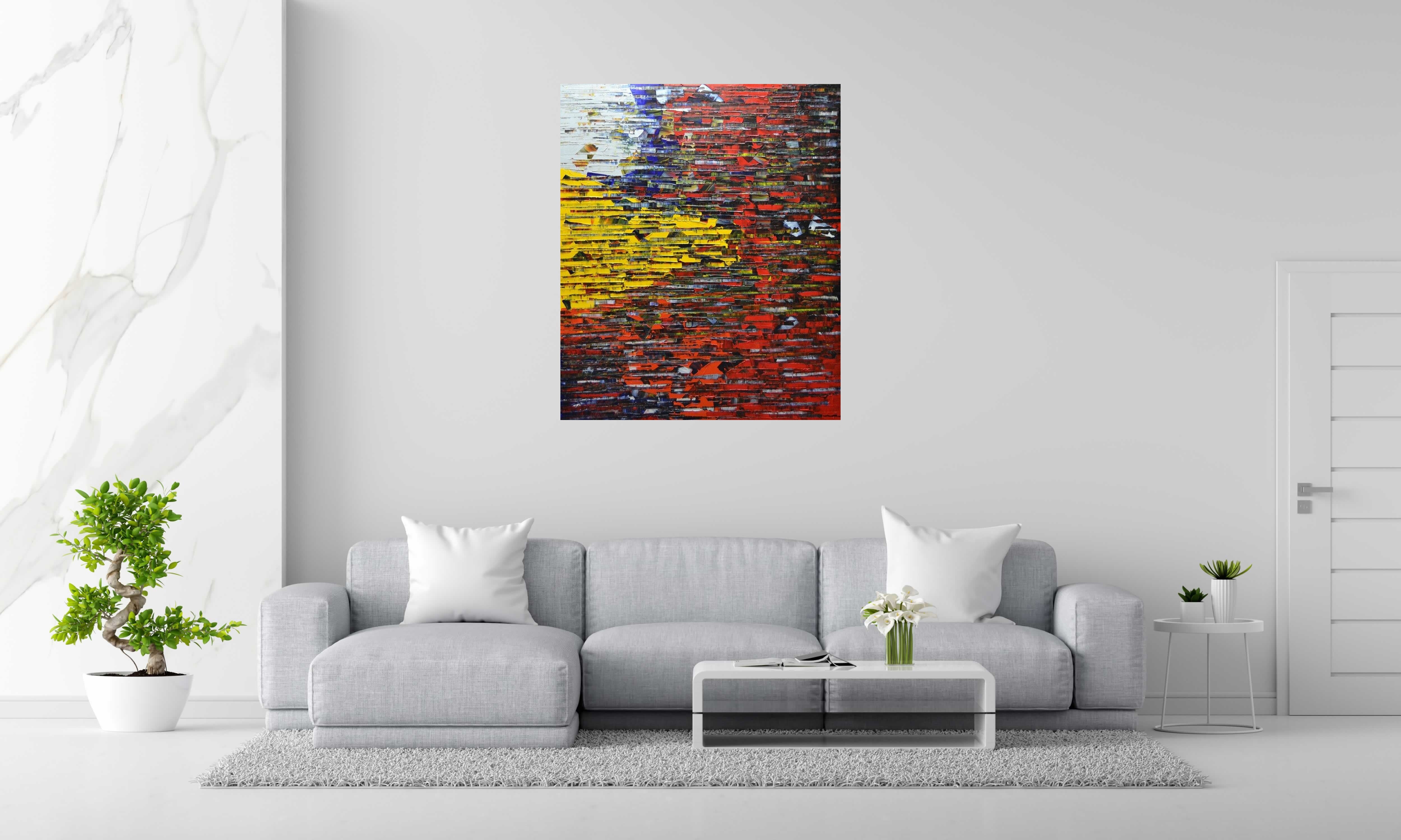Peinture Peinture abstraite 12-2024-48 de ALAIN BECANNE dans un intérieur – 100 × 120 cm