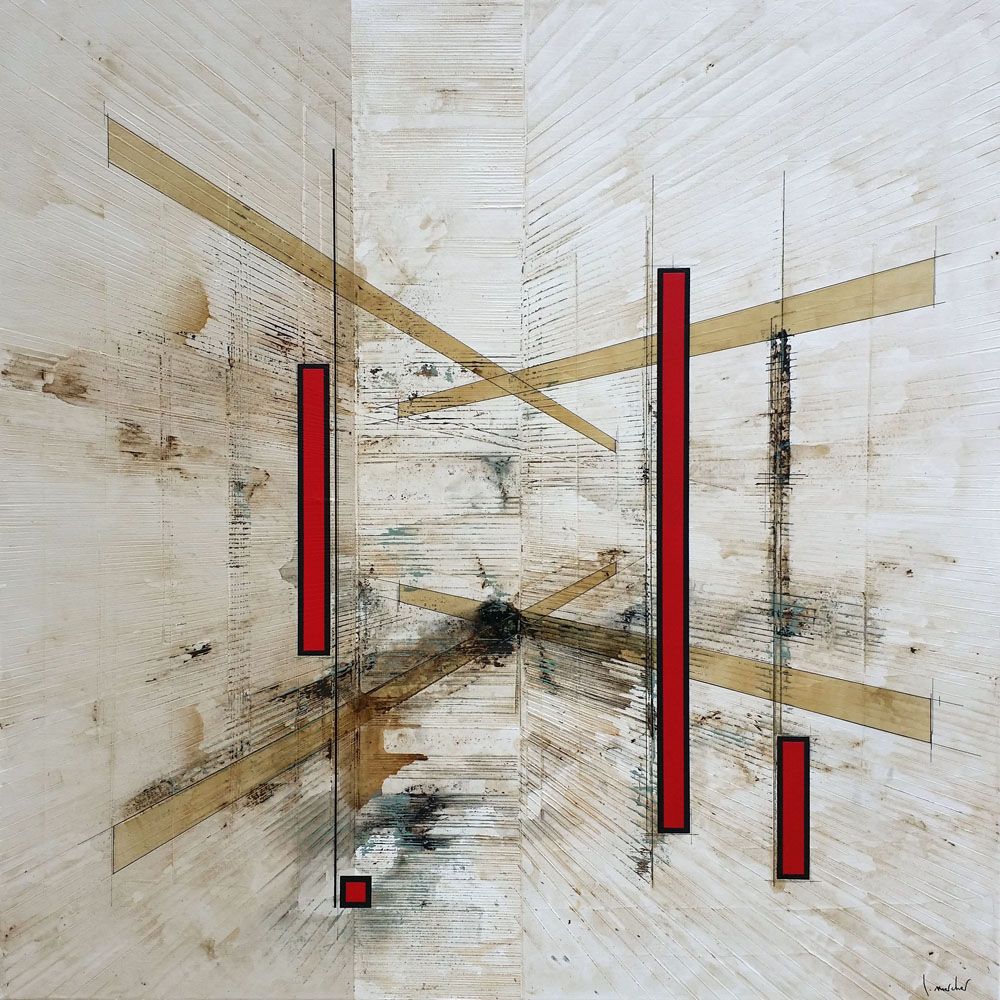 Peinture abstraite grande taille CAP – LUDOVIC MERCHER – 100 × 100 cm
