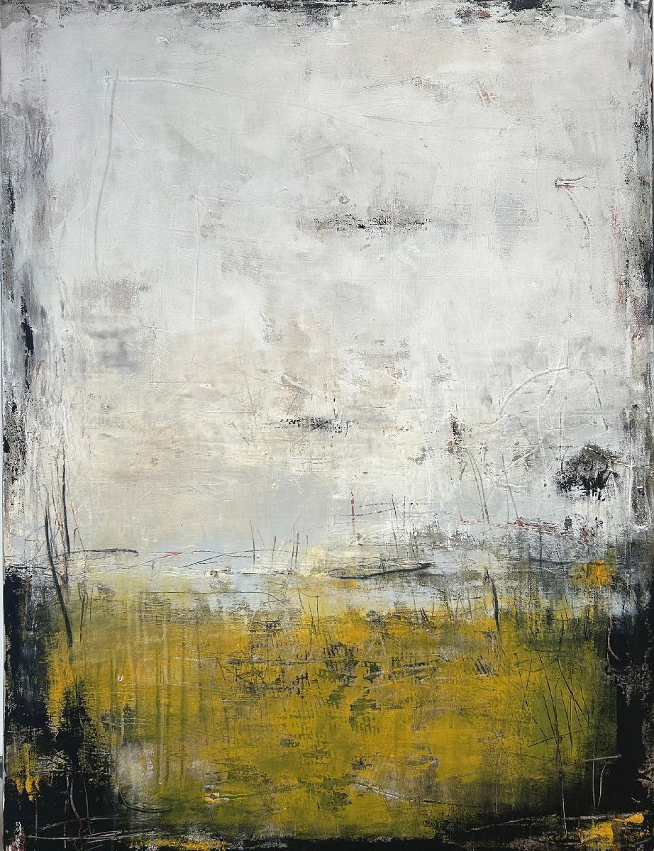 Peinture abstraite grande taille rouge Nuances ocre – TANIA CARRARA – 97 × 130 cm