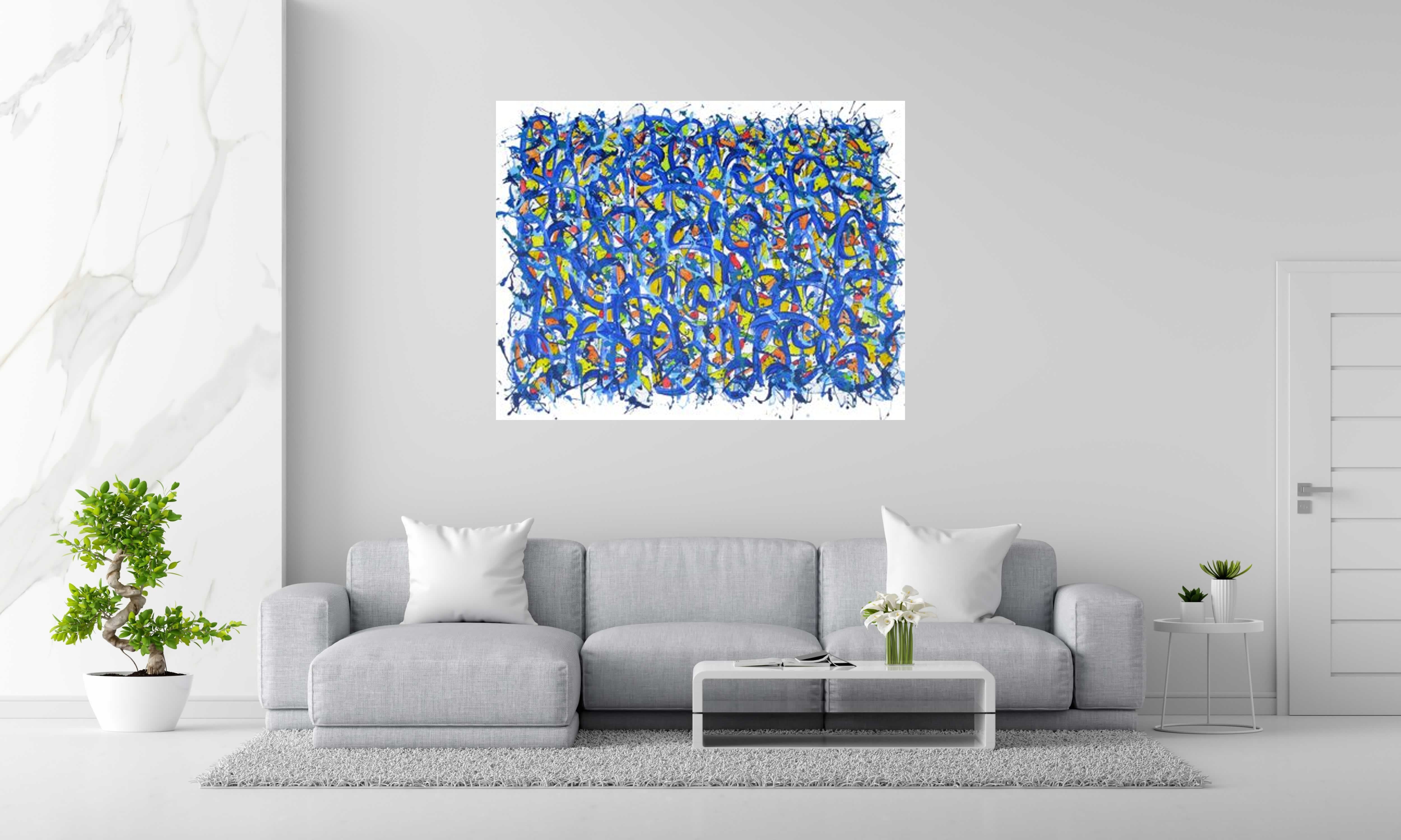 Peinture No name E63 de STEPHANE RIME dans un intérieur – 114 × 146 cm