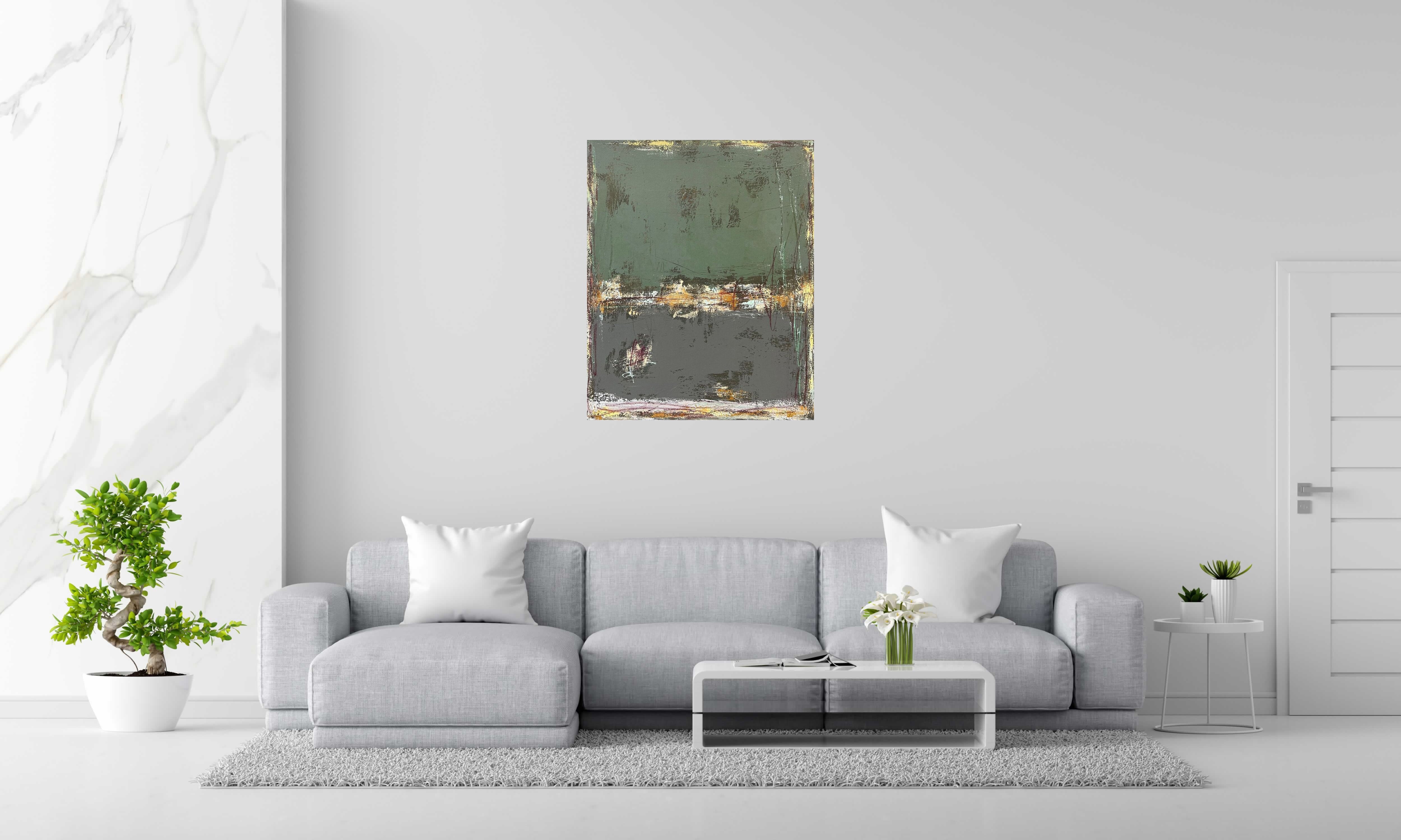 Peinture Nuances cyprès de TANIA CARRARA dans un intérieur – 81 × 100 cm