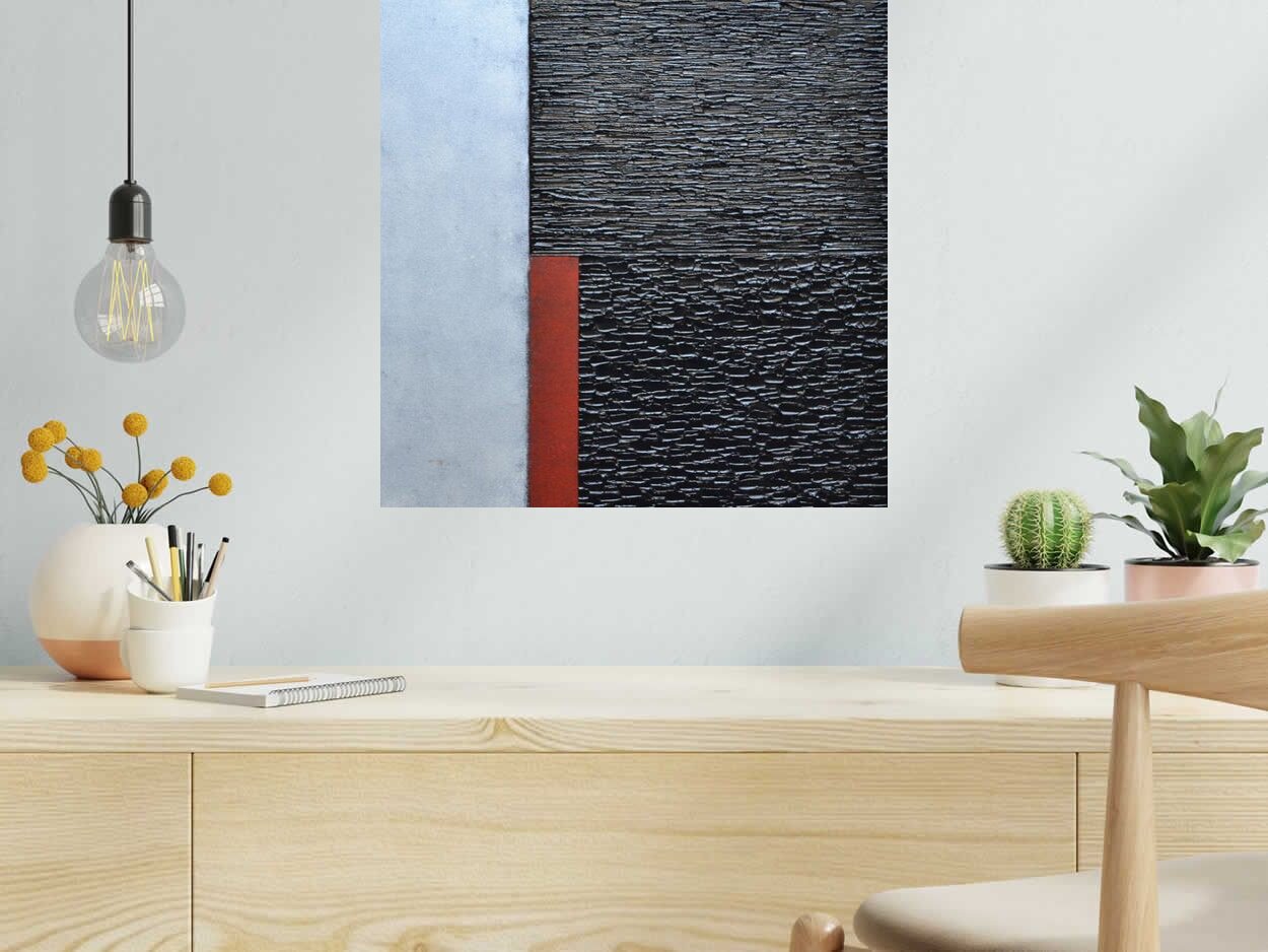 Peinture Peinture 12-2025-54 de ALAIN BECANNE dans un intérieur – 50 × 50 cm