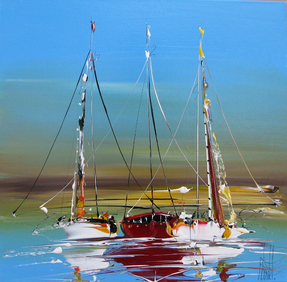 Peinture abstraite moyen format MARINE ABSTRAITE 2025 – F. BOUTET – 50 × 50 cm