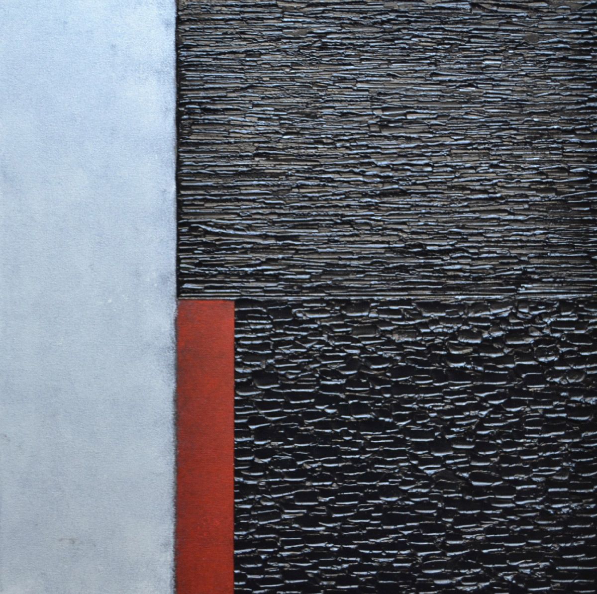 Peinture abstraite moyen format noir et rouge Peinture 12-2025-54 – ALAIN BECANNE – 50 × 50 cm