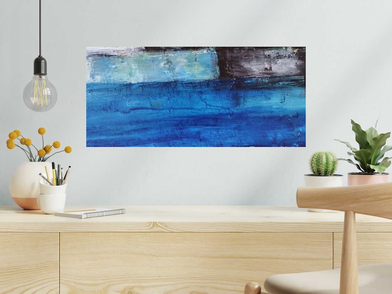 Peinture La seine de PASCALE JACQUEMOND dans un intérieur – 70 × 32 cm