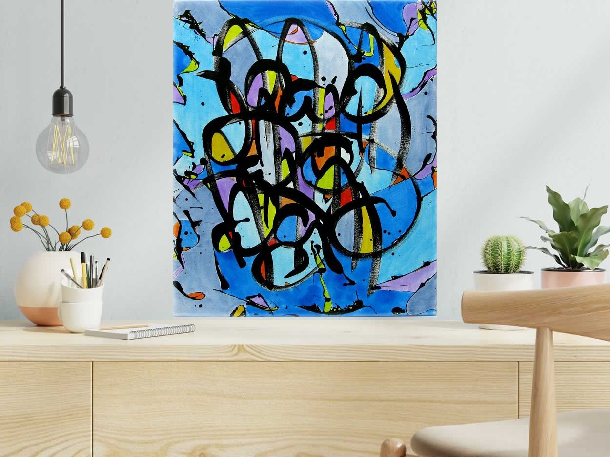 Peinture noname D123 de STEPHANE RIME dans un intérieur – 54 × 65 cm