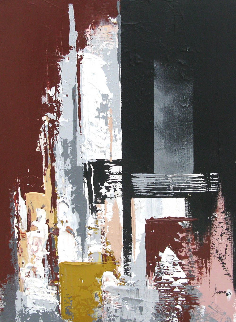 Peinture abstraite petit format Rupture de pierre – FARID AMRAR – 40 × 30 cm