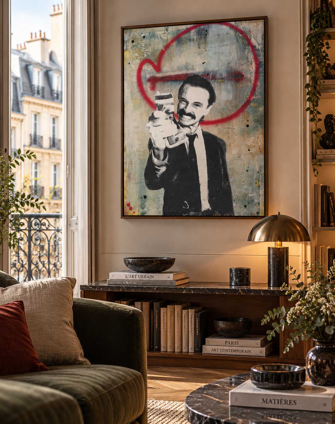 Peinture Trainspotting de MISS FUCK dans un intérieur – 73 × 92 cm