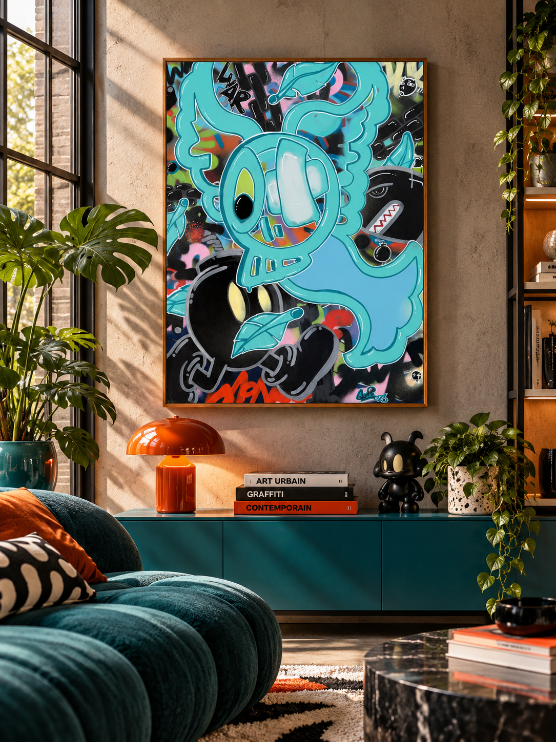 Peinture Liberté Chérie de GUTI dans un intérieur – 60 × 81 cm