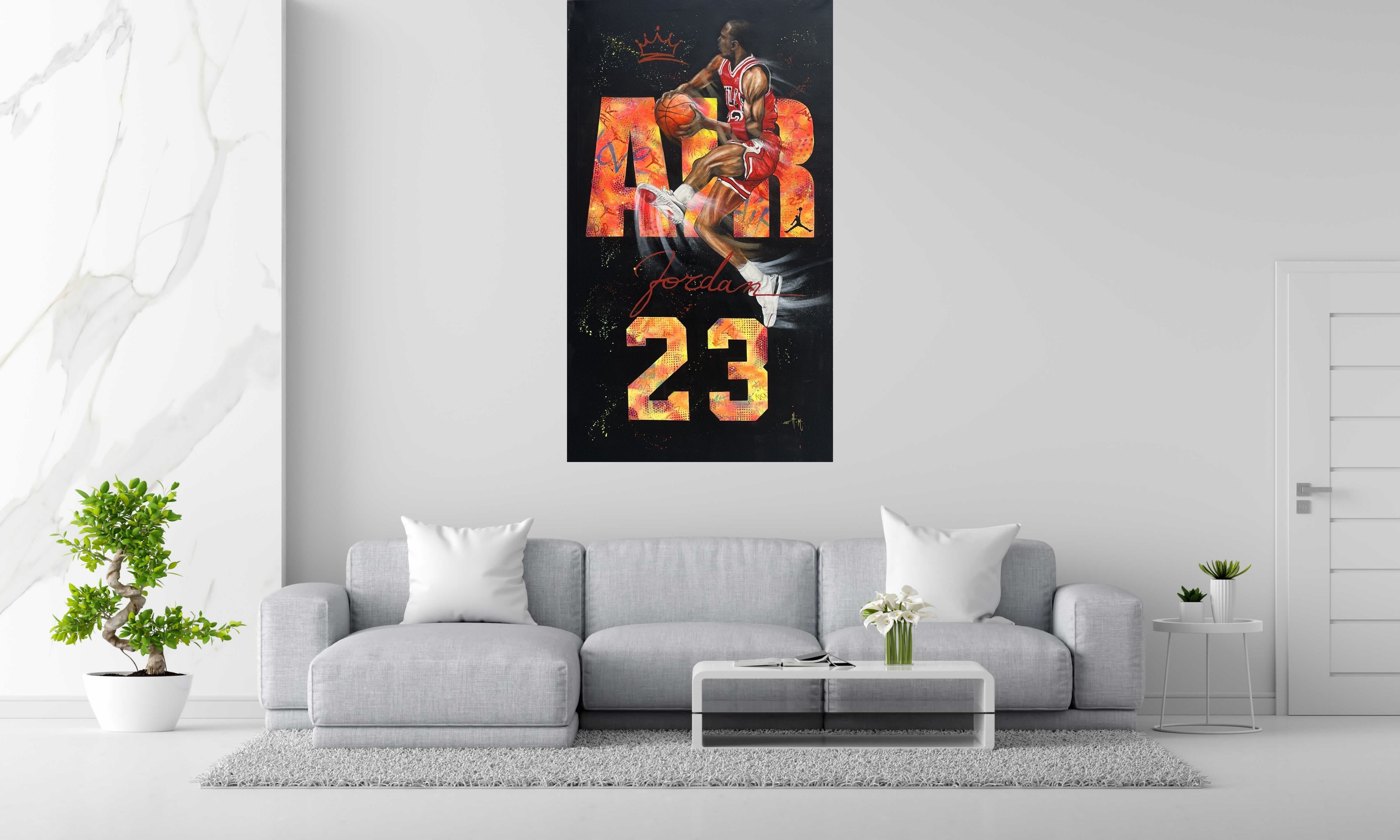 Peinture Air Jordan 23 de ART HM dans un intérieur – 95 × 165 cm