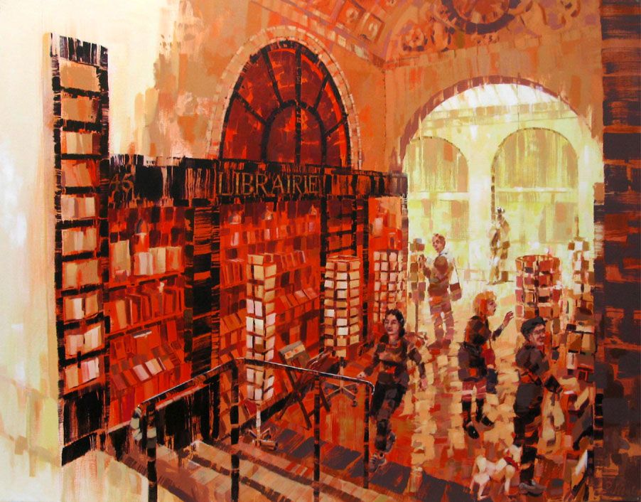 Peinture figurative format xxl Passage vivienne – HEATON RUDYARD – 116 × 89 cm