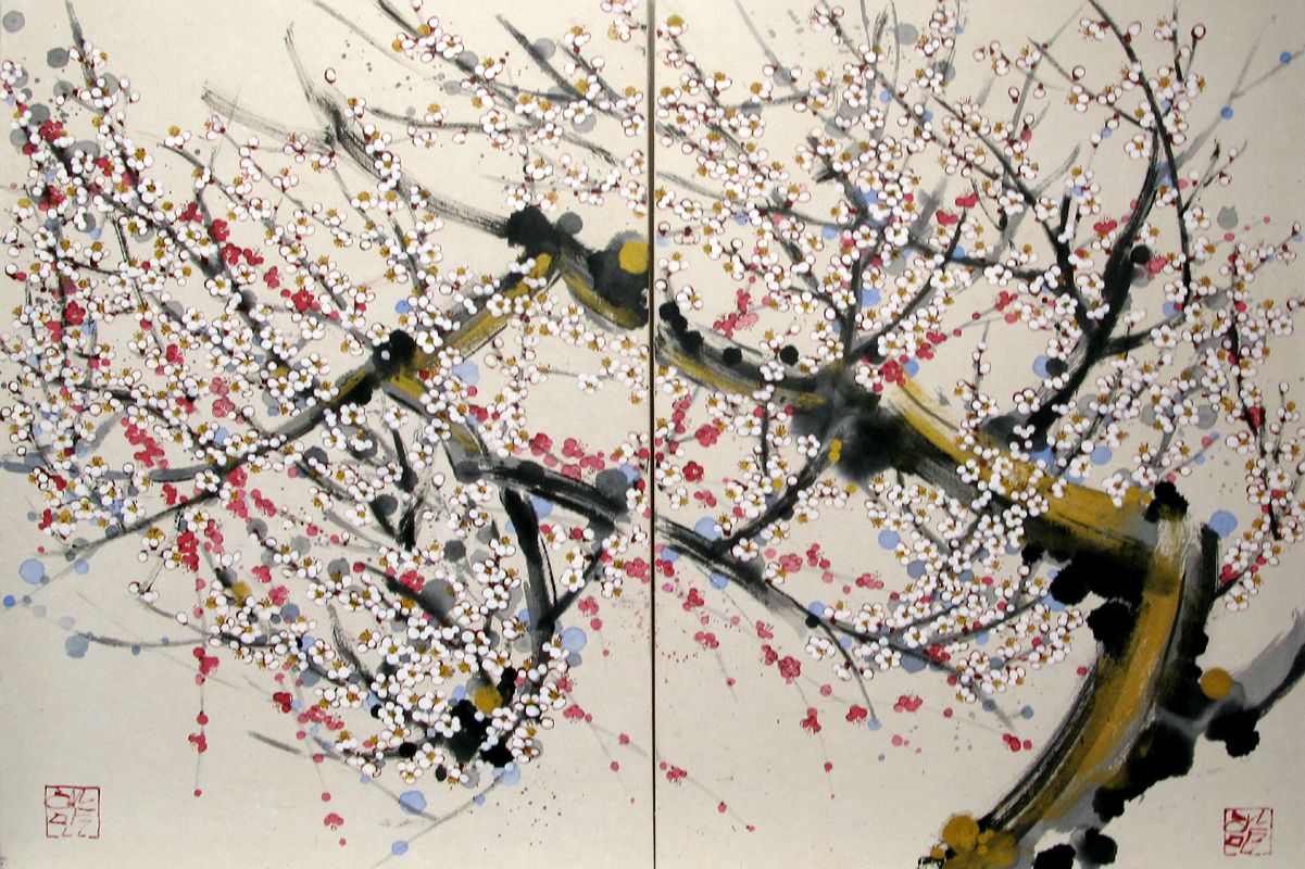 Peinture figurative format xxl DYPTIQUE - Félicité – JEONG MIN LEE – 146 × 100 cm