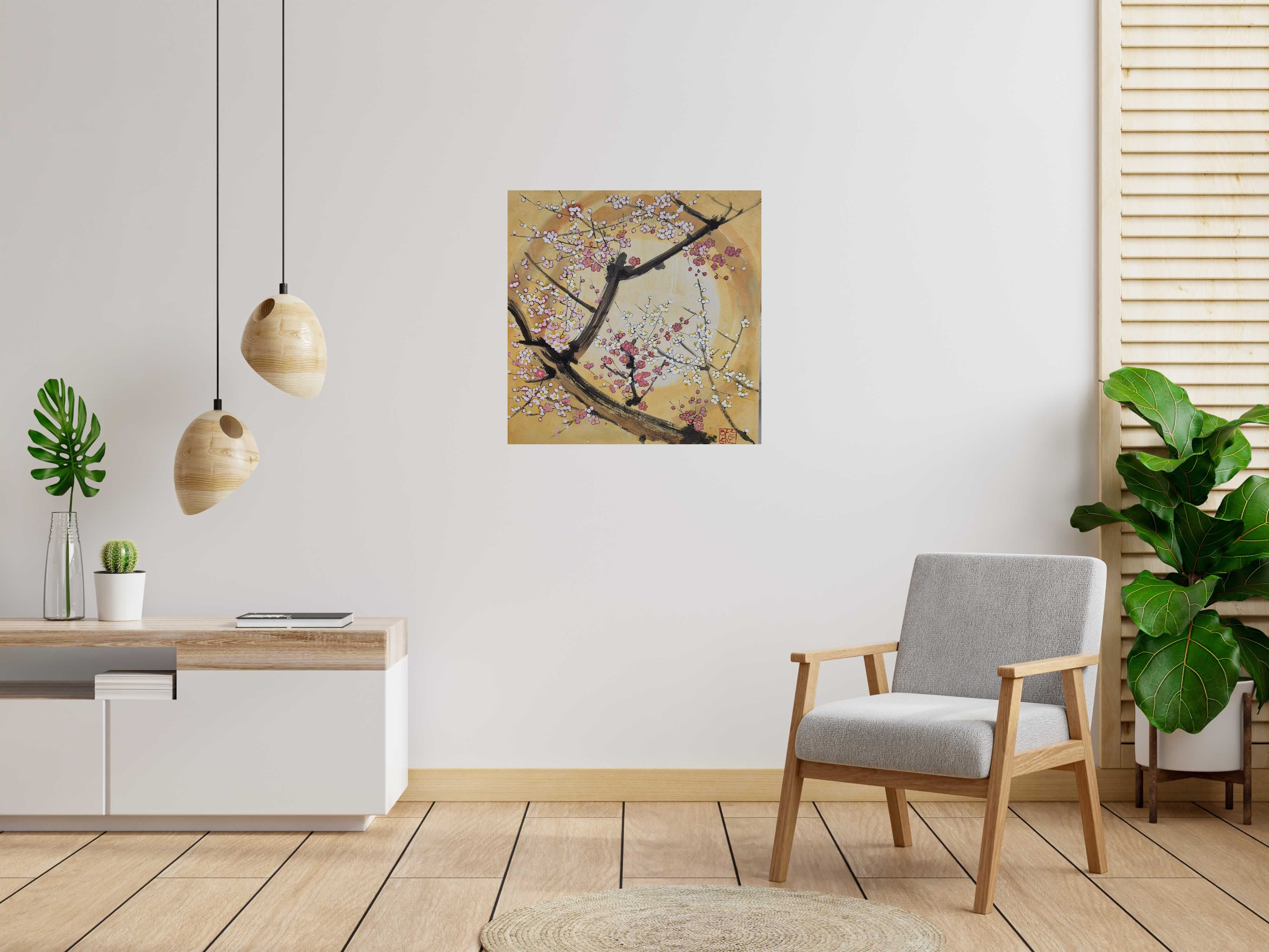 Peinture Lunaire de JEONG MIN LEE dans un intérieur – 80 × 80 cm