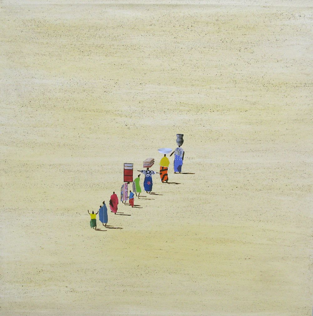 Peinture figurative format xxl L'Afrique – MARCOS ZRIHEN NOWOTNY – 100 × 100 cm