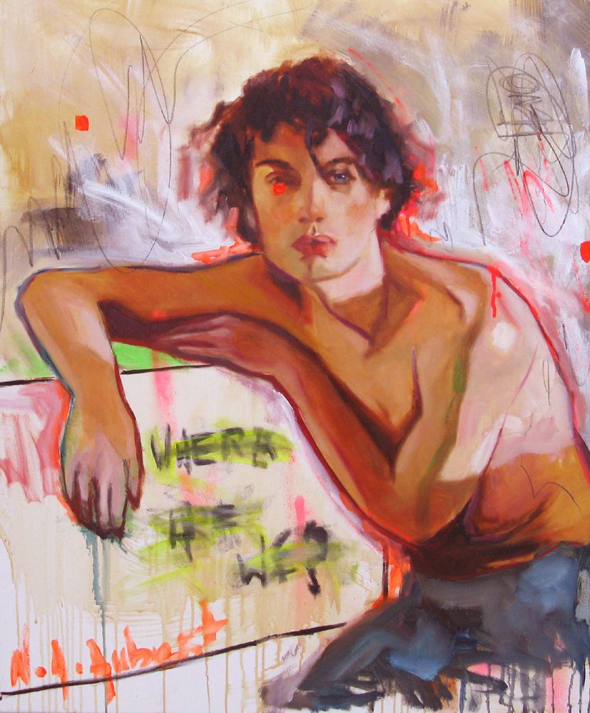 Peinture figurative format xxl Confession – NAWEL AUBERT – 80 × 100 cm