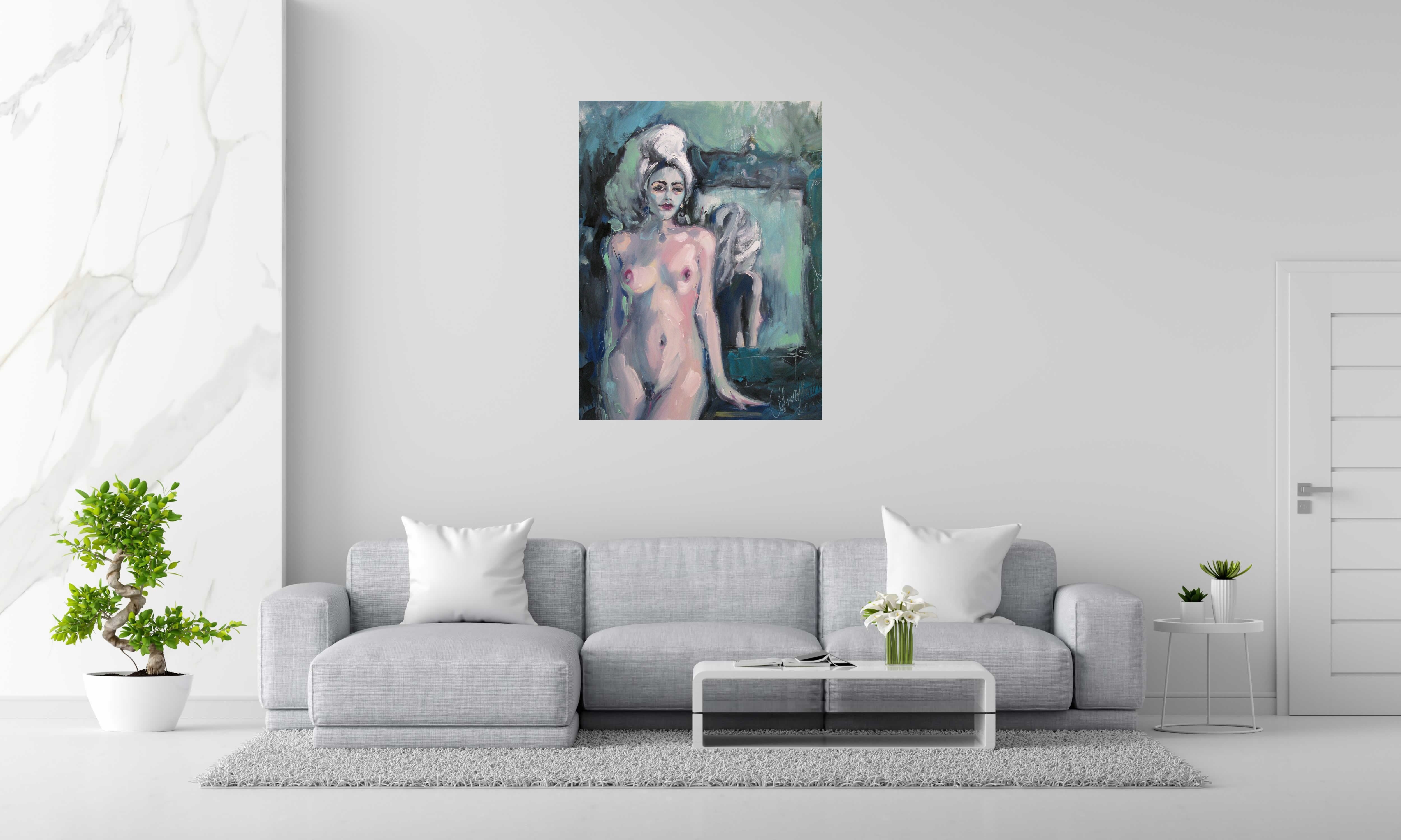 Peinture Manuela de OLENA SINIUHINA dans un intérieur – 87 × 114 cm
