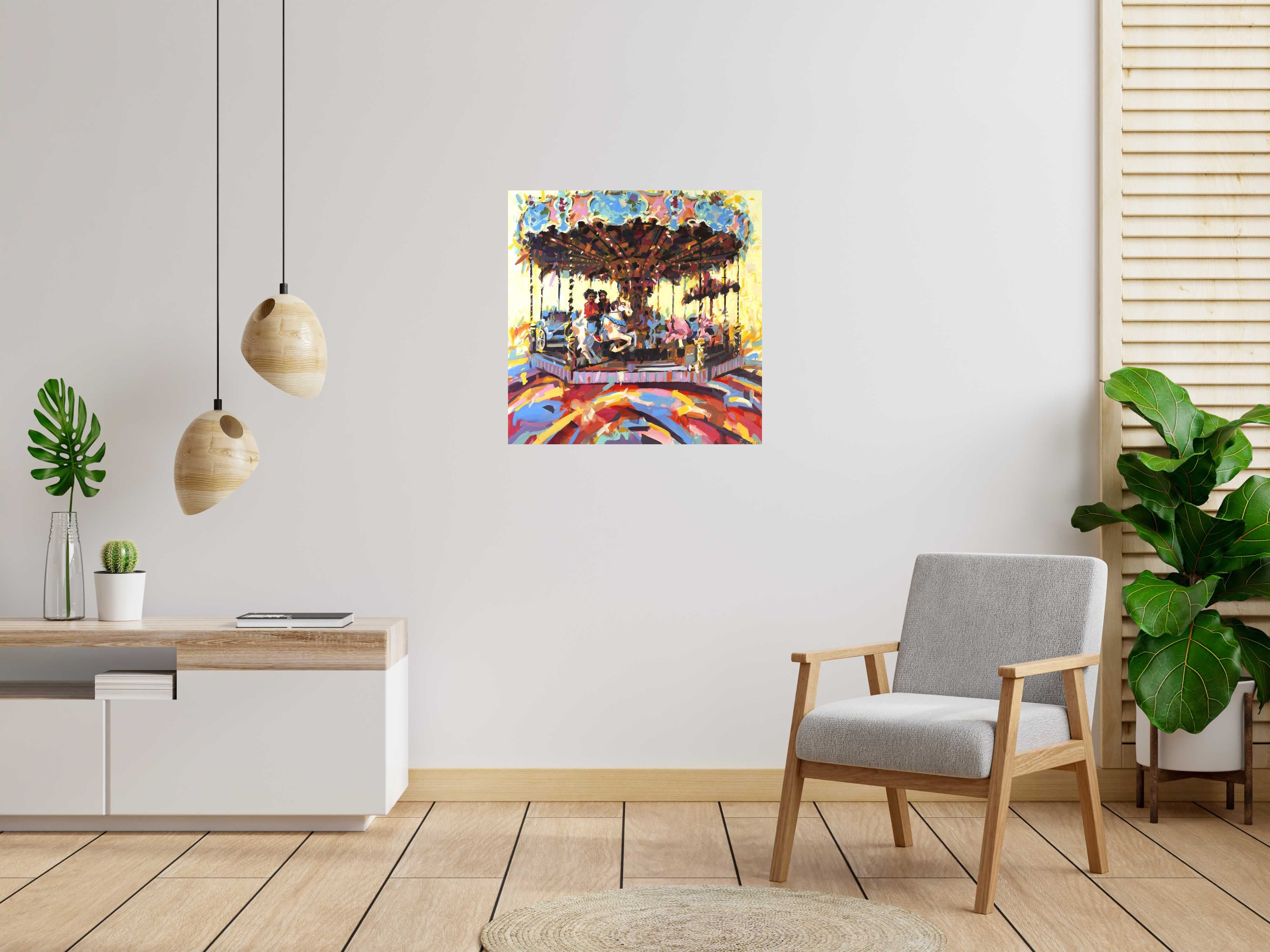 Peinture Manege et cheval de HEATON RUDYARD dans un intérieur – 80 × 80 cm