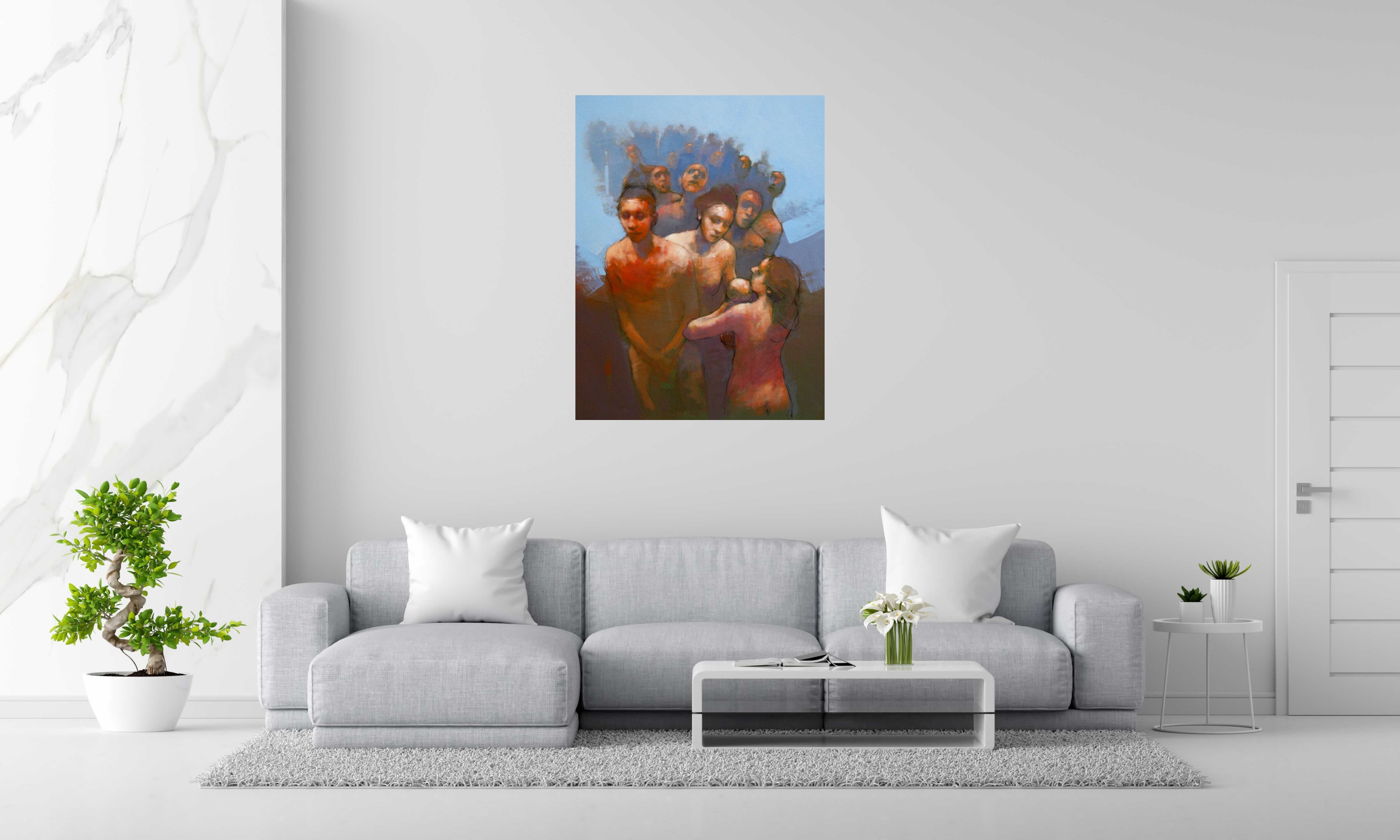 Peinture INNER DRIVES de OLIVIER MASSEBEUF dans un intérieur – 89 × 116 cm