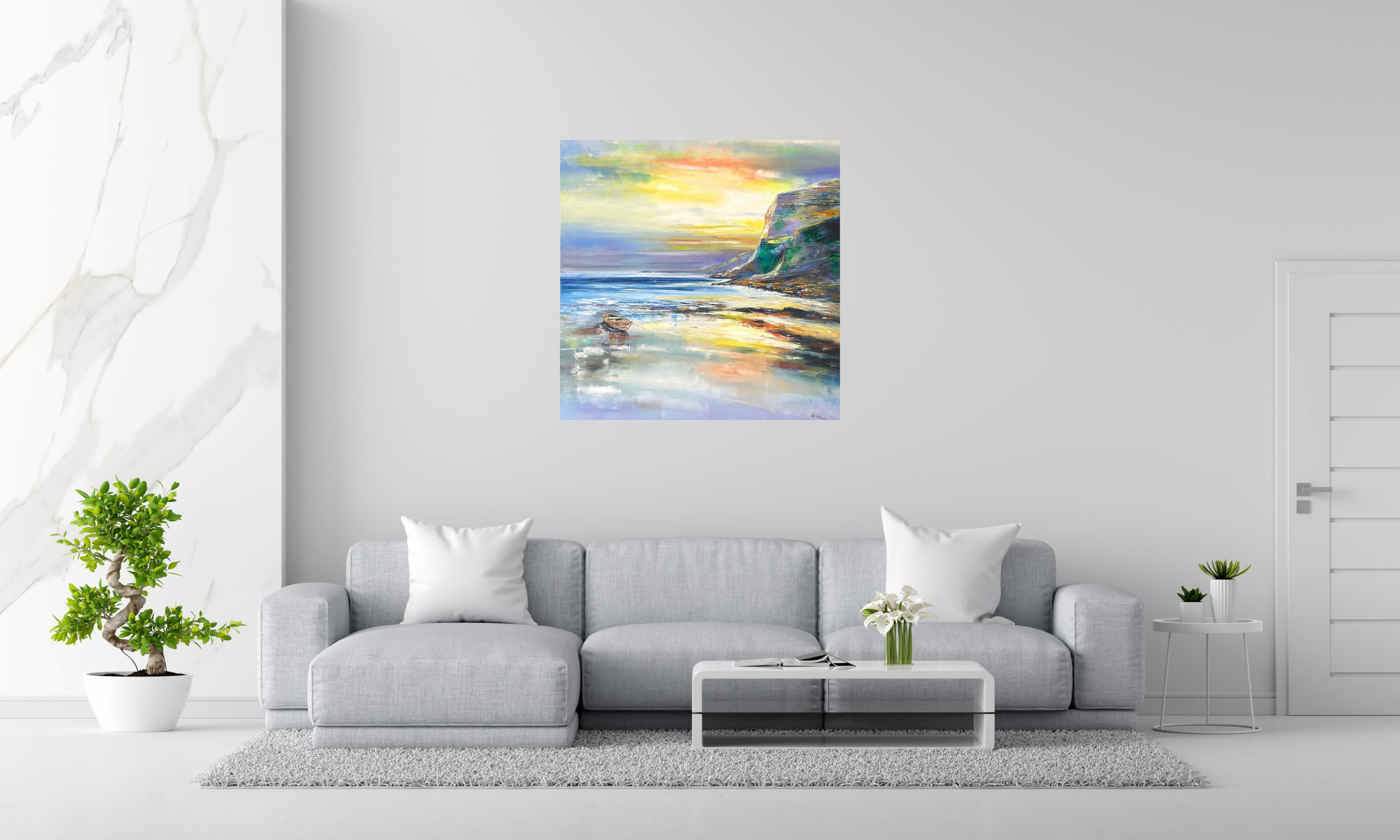 Peinture Grand littoral de PHIL dans un intérieur – 100 × 100 cm