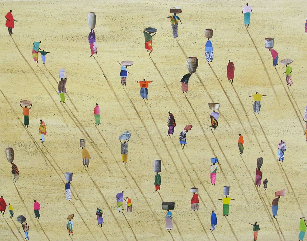 Peinture figurative grande taille Market in Sénégal – MARCOS ZRIHEN NOWOTNY – 89 × 116 cm