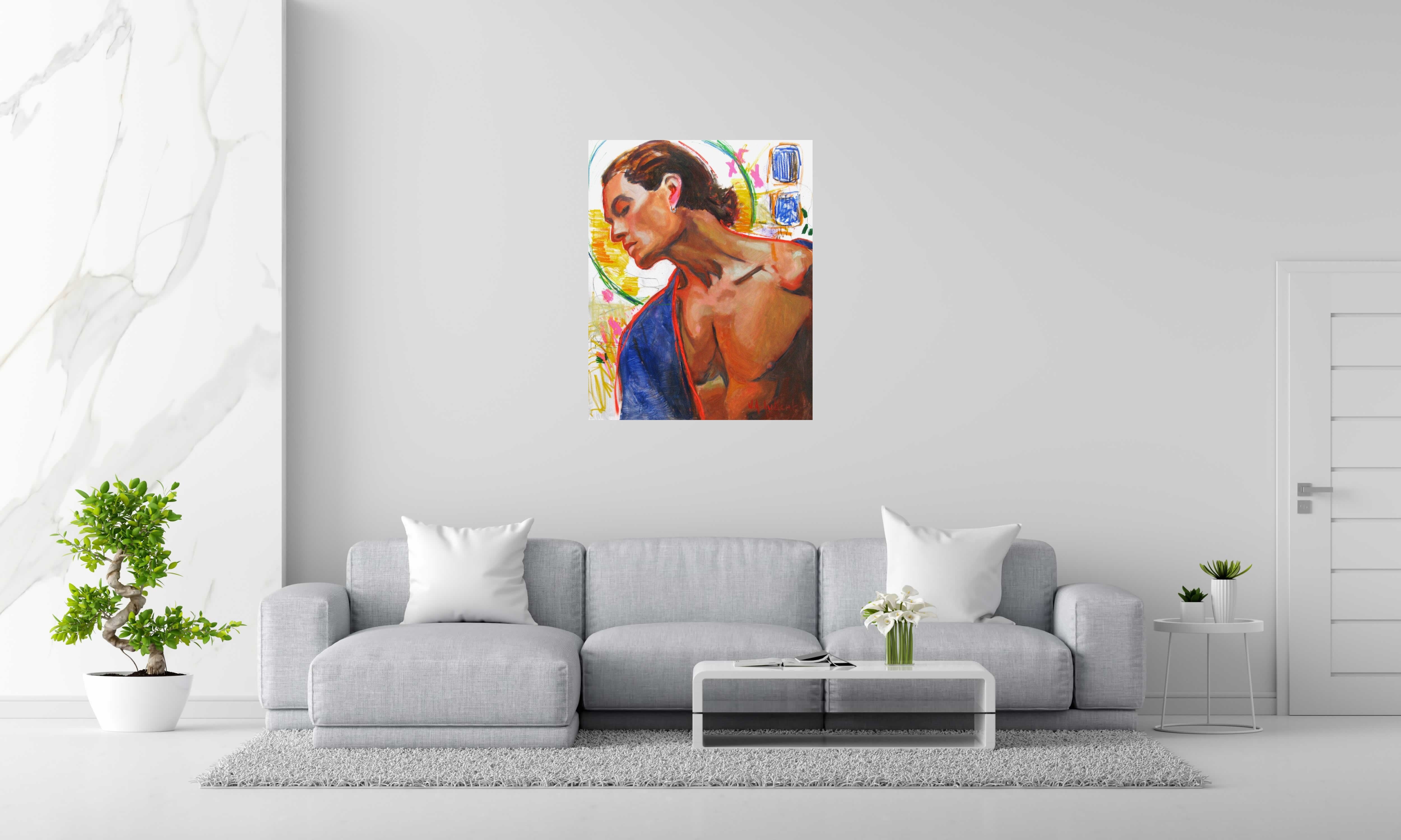 Peinture Instinct de NAWEL AUBERT dans un intérieur – 80 × 100 cm