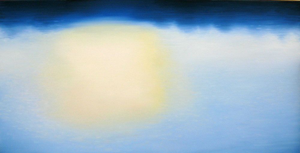 Peinture figurative moyen format bleu Aube – ELISE BARAT – 80 × 40 cm