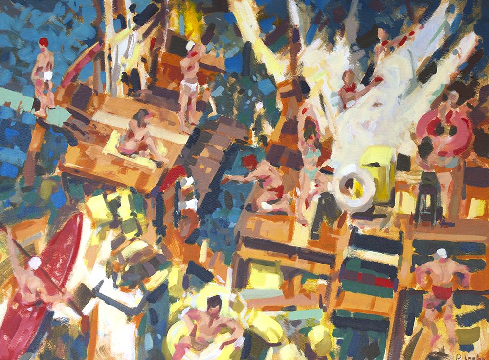 Peinture figurative moyen format Preparons la voile – HEATON RUDYARD – 81 × 60 cm