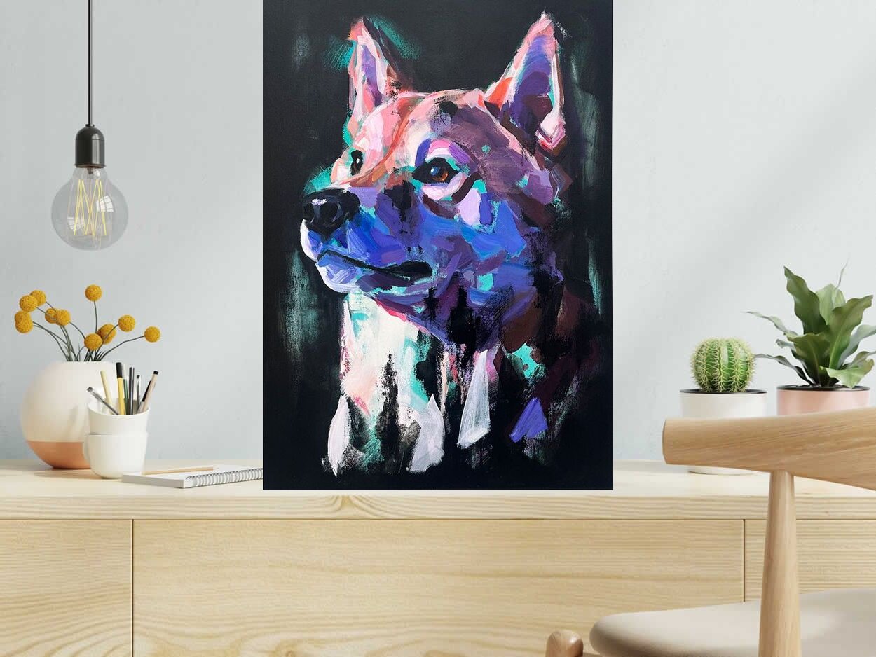 Peinture SHIBA 001 de NUNO dans un intérieur – 50 × 70 cm