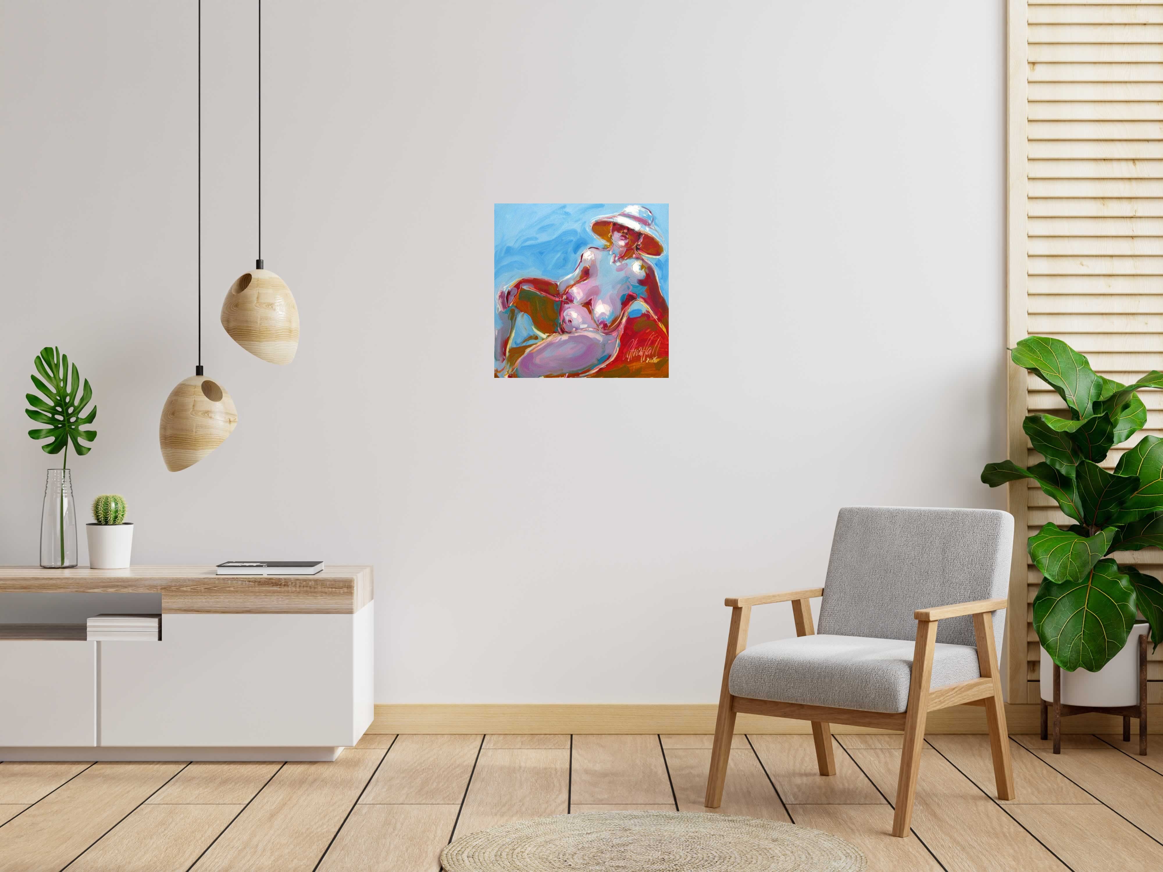 Peinture Ofeliya de OLENA SINIUHINA dans un intérieur – 60 × 60 cm