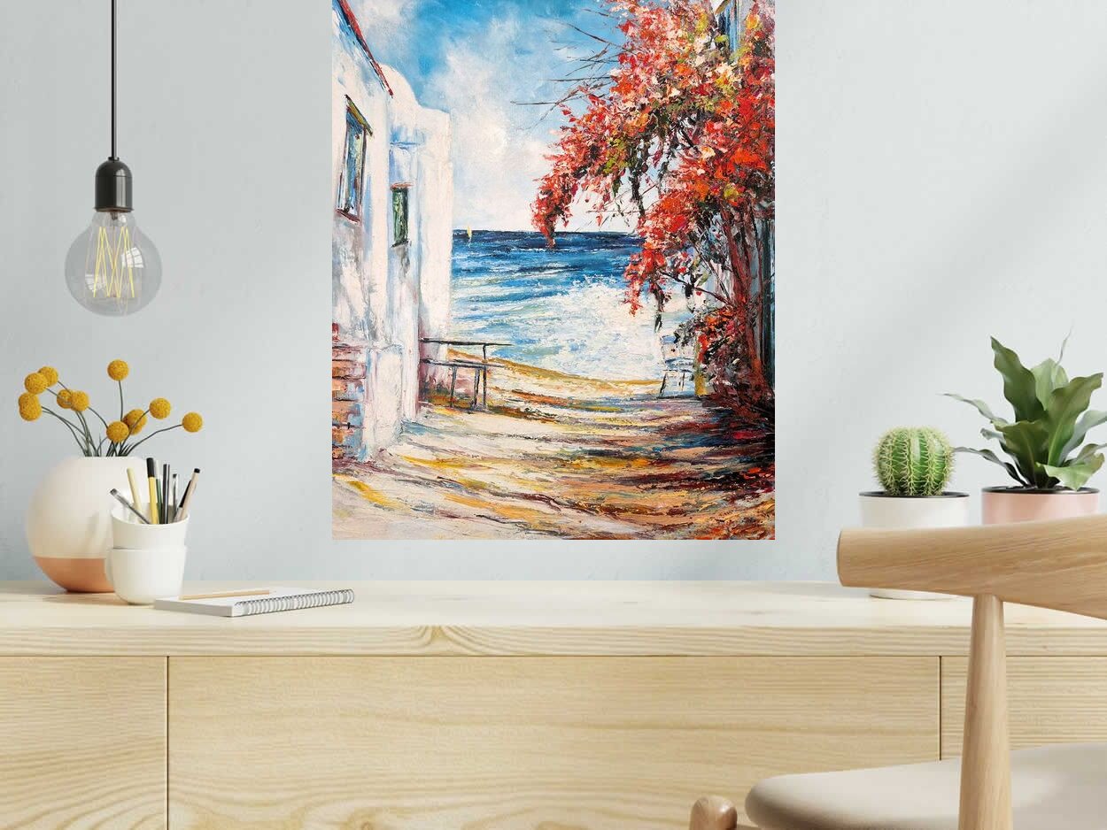 Peinture Le Bougainvillier de PHIL dans un intérieur – 50 × 61 cm