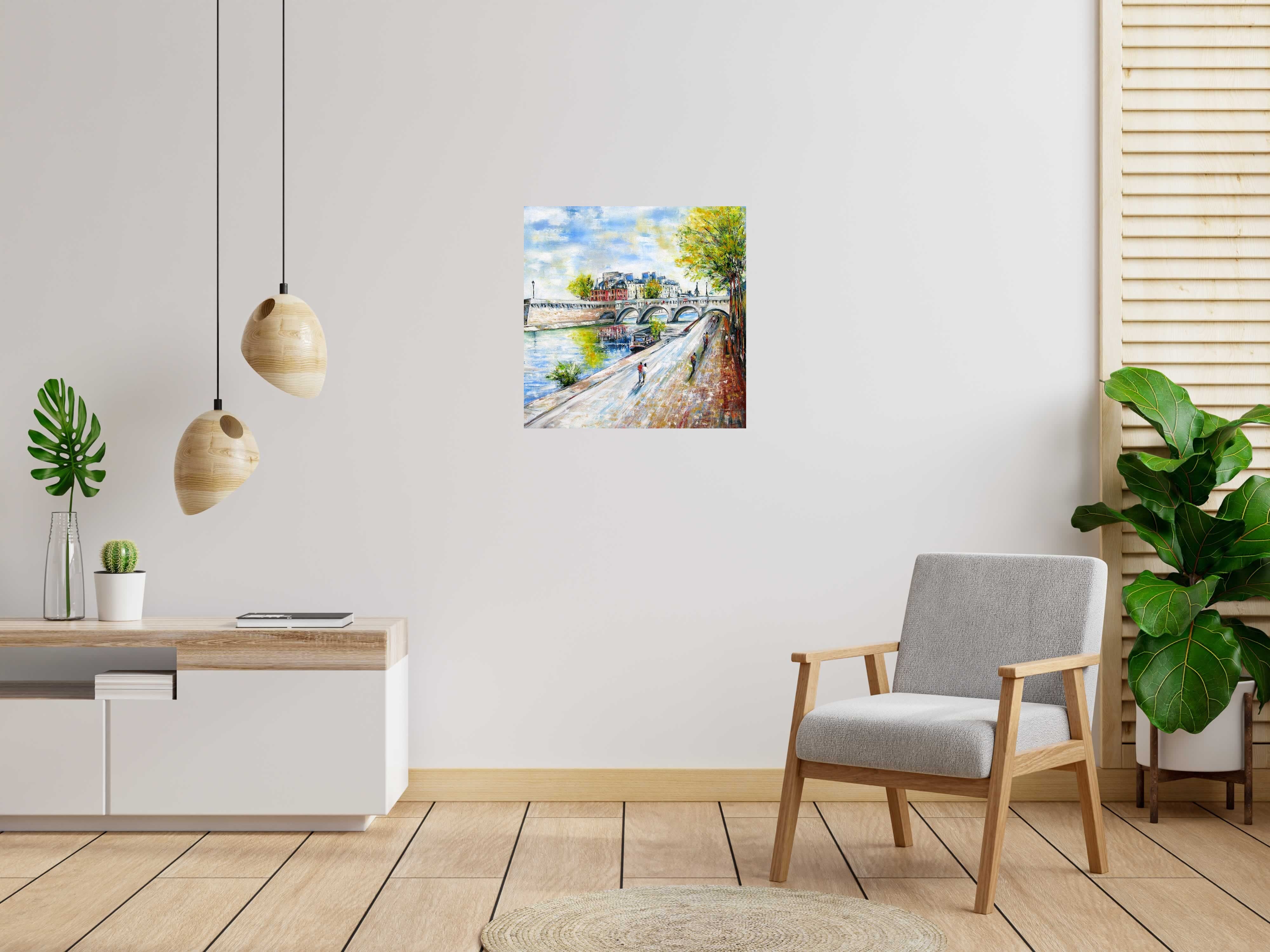 Peinture Pont neuf - Paris de PHIL dans un intérieur – 70 × 70 cm