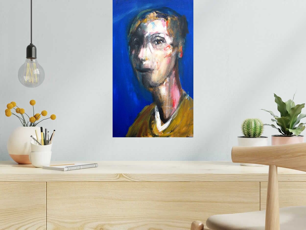 Peinture Tête-S de IVAN TZONEV dans un intérieur – 33 × 56 cm