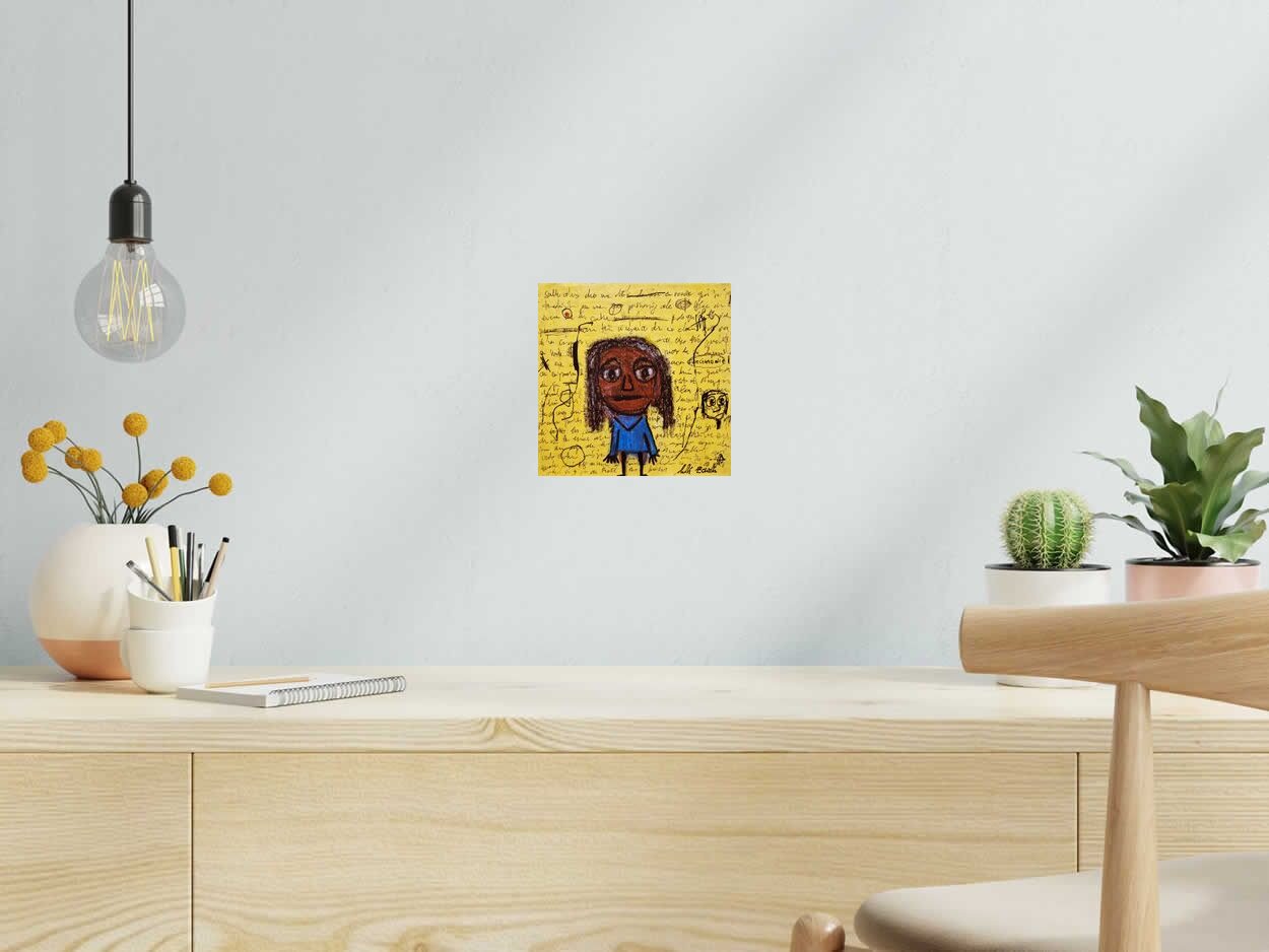 Peinture PARCIMONIE I de LARBI ZAIDI dans un intérieur – 81 × 19 cm