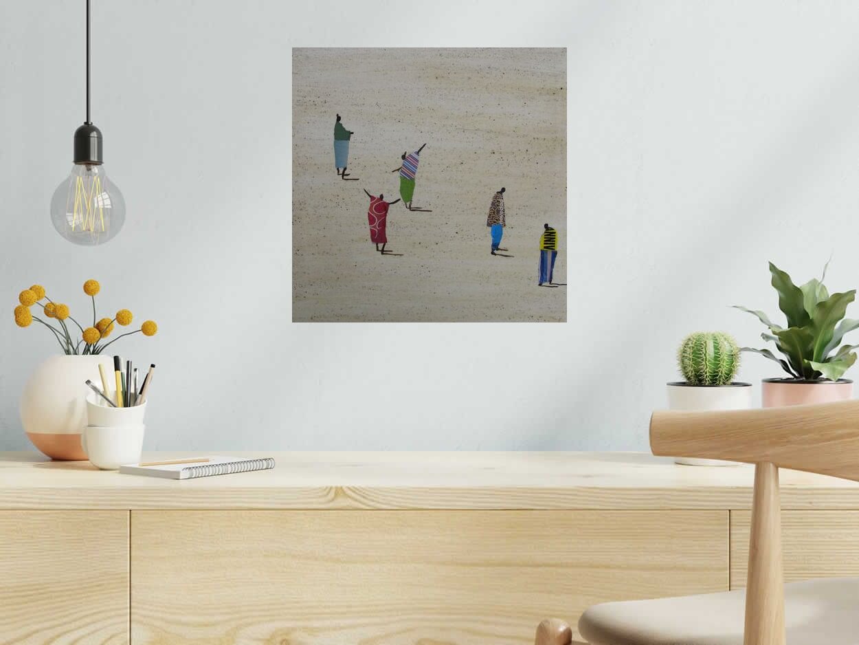 Peinture Sénégal 3 - Barcelona 2025 de MARCOS ZRIHEN NOWOTNY dans un intérieur – 40 × 40 cm