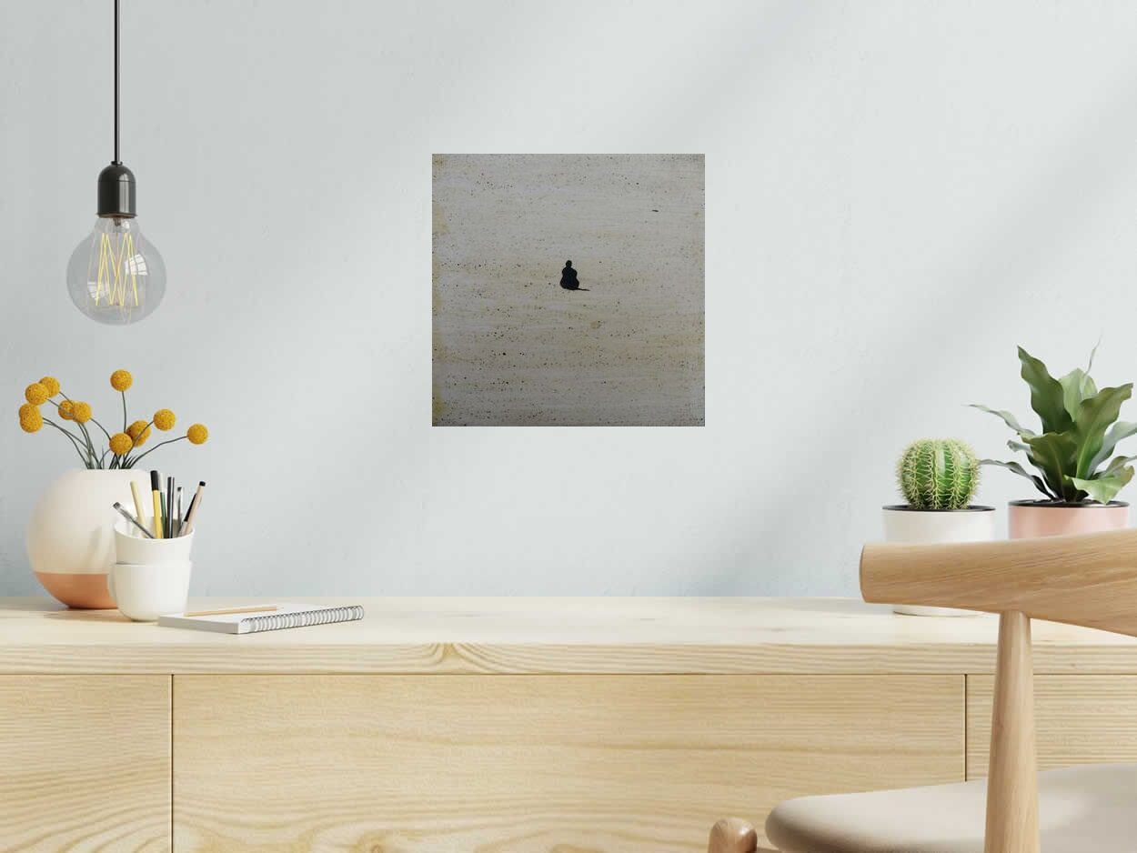 Peinture Vers l'horizon - Barcelona 2025 de MARCOS ZRIHEN NOWOTNY dans un intérieur – 30 × 30 cm