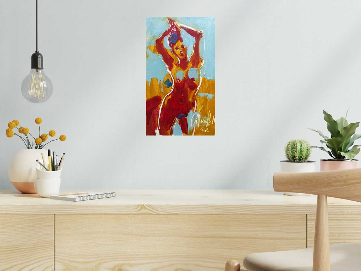 Peinture Irinka de OLENA SINIUHINA dans un intérieur – 24 × 41 cm