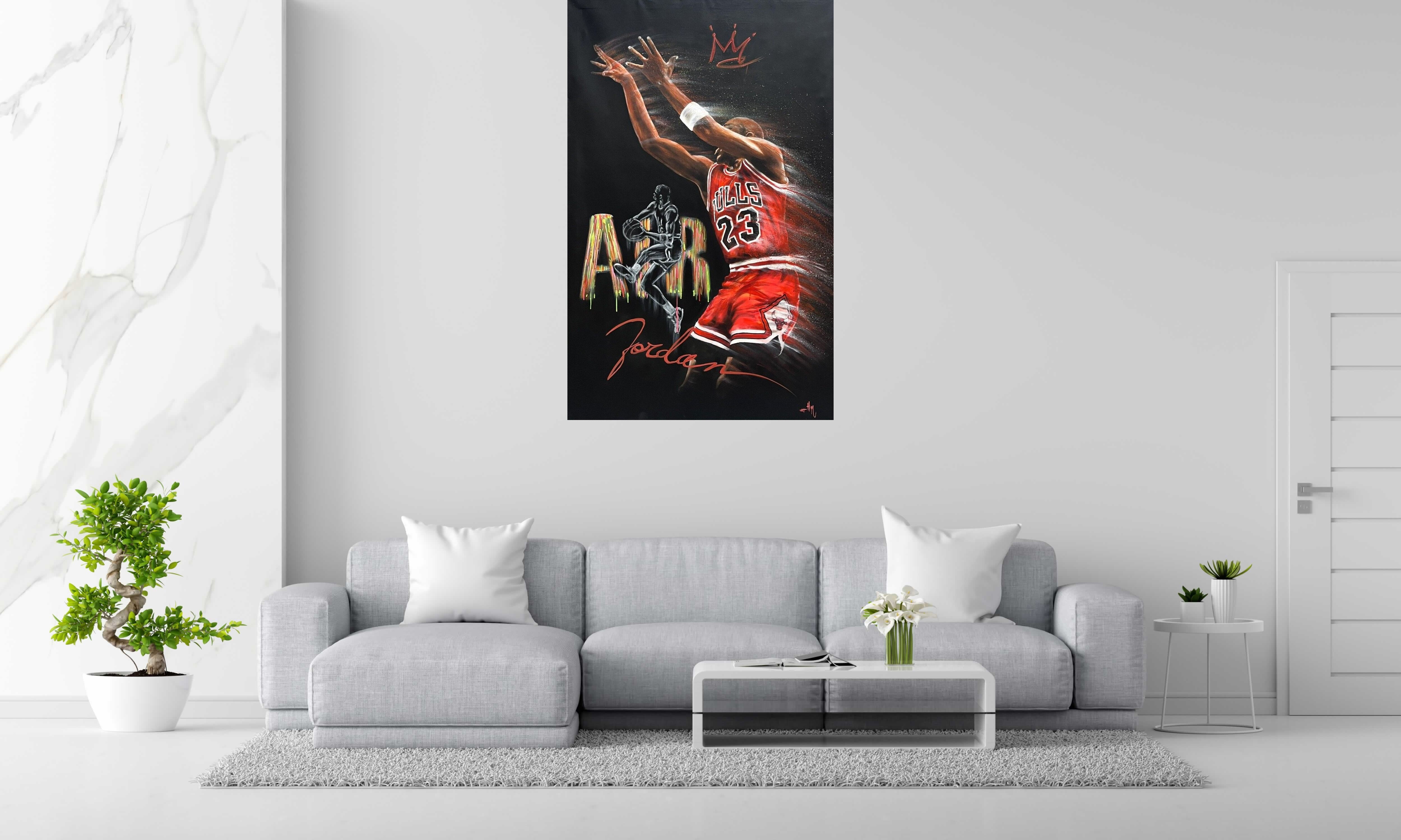 Peinture Air Jordan Shoot de ART HM dans un intérieur – 95 × 150 cm
