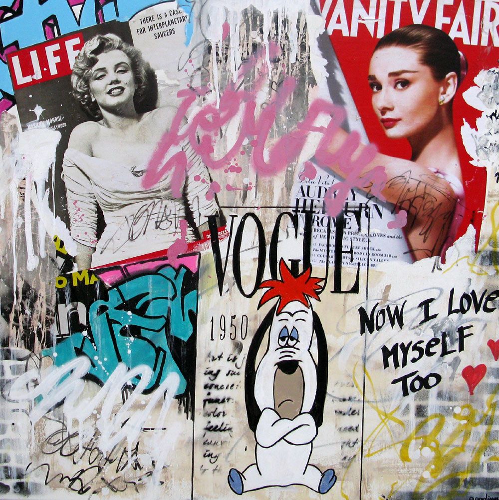 Peinture graffiti format xxl Vanity Fair – PATRICIA GADISSEUR – 80 × 80 cm