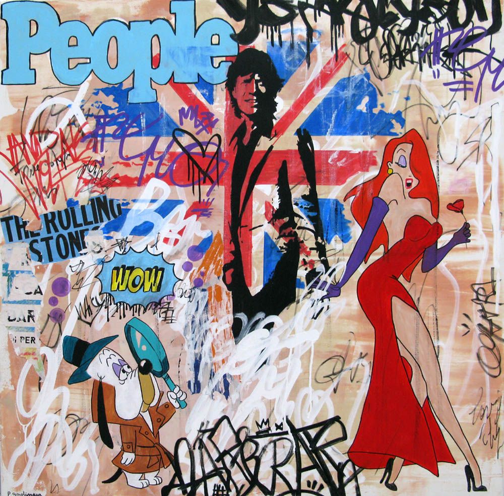 Peinture graffiti grande taille PEOPLE – PATRICIA GADISSEUR – 100 × 100 cm