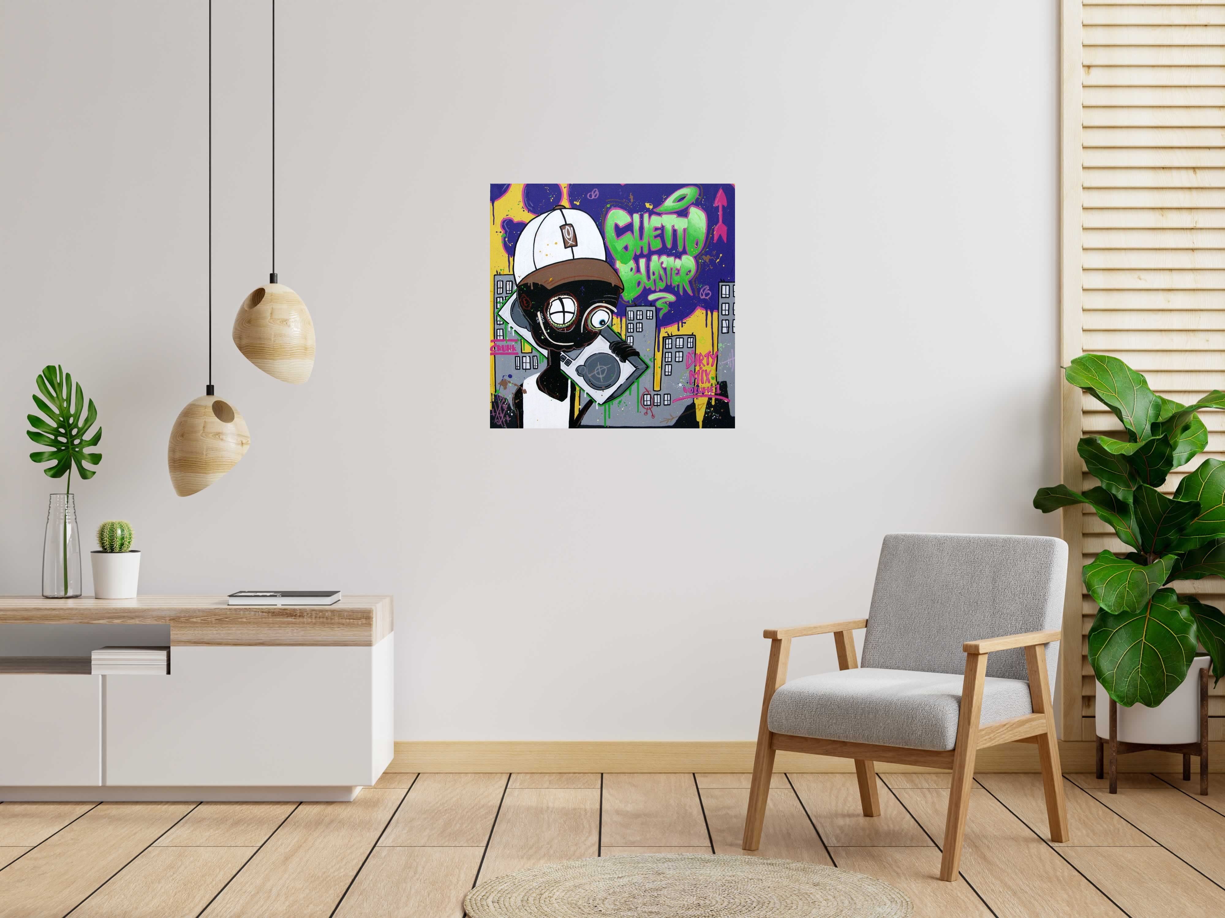 Peinture Dirty mix de DIDIER GOMEZ dans un intérieur – 80 × 80 cm