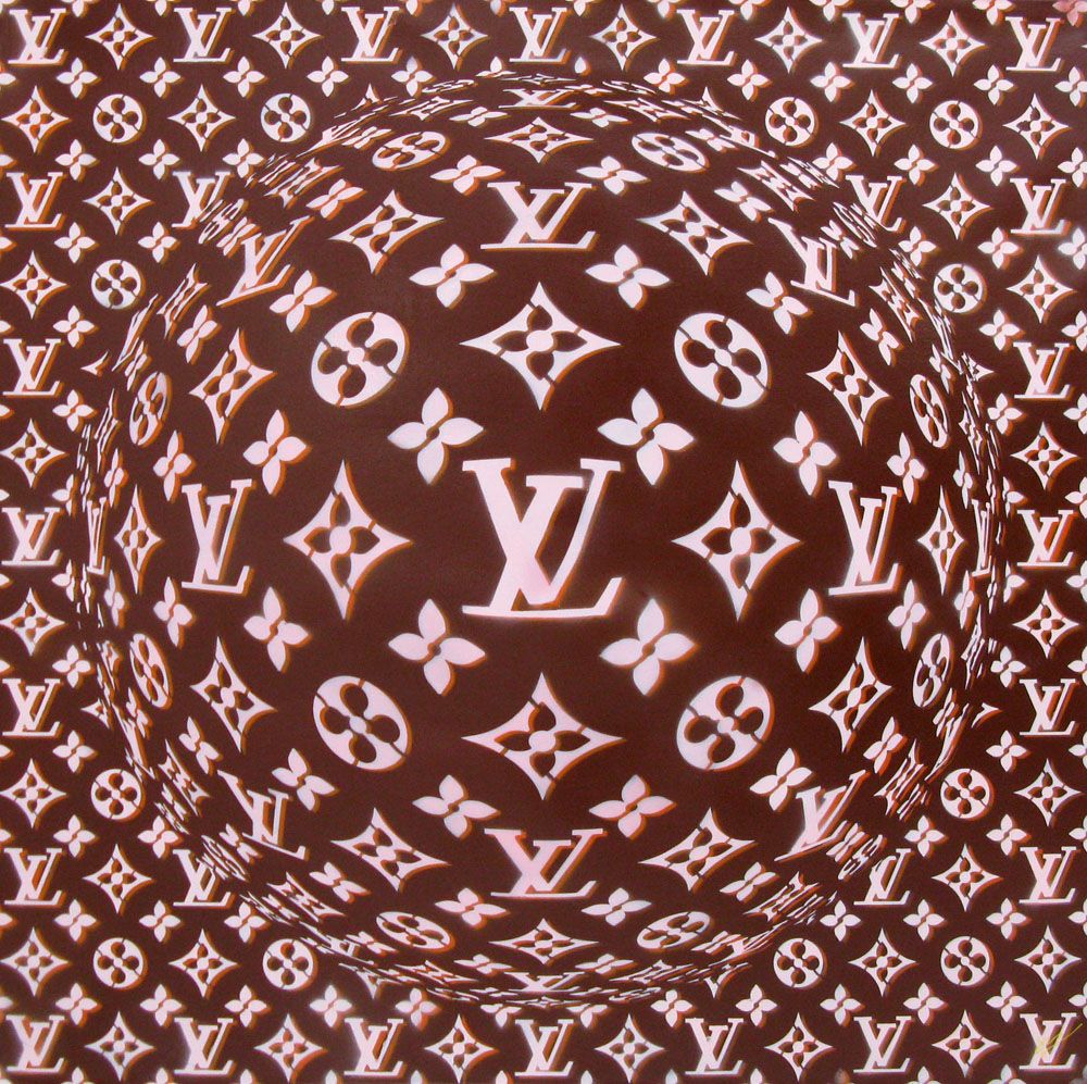 Peinture graphique format xxl marron PLANETE VUITTON VI – YANN GUINCHAN – 100 × 100 cm